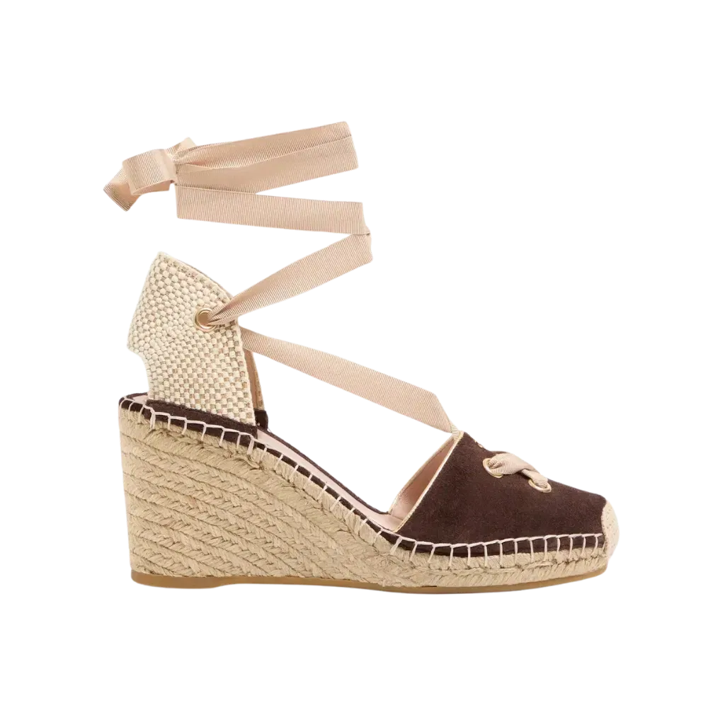 Valentino Resort Wedge In Split Leather 75mm Ebony