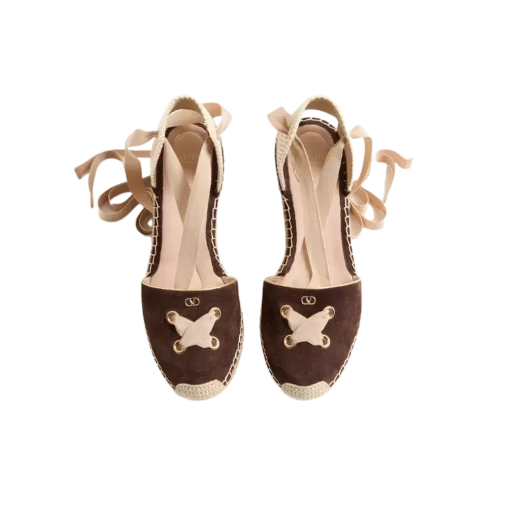 Valentino Resort Wedge In Split Leather 75mm Ebony