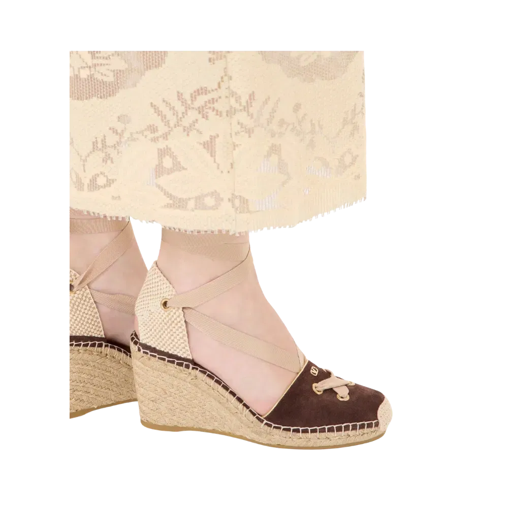 Valentino Resort Wedge In Split Leather 75mm Ebony