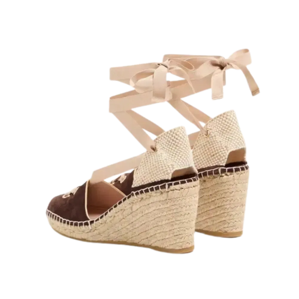 Valentino Resort Wedge In Split Leather 75mm Ebony