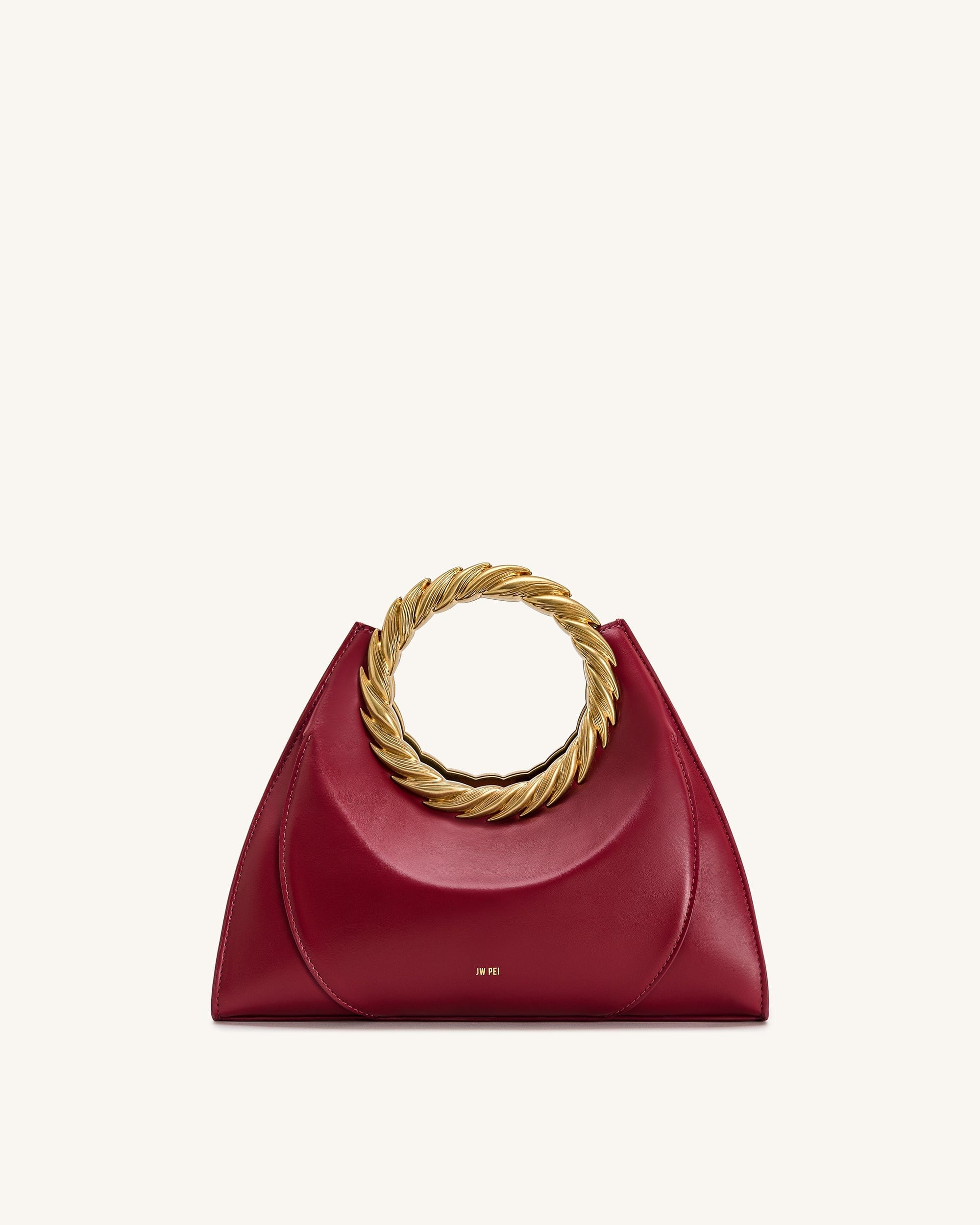 JW PEI Amiya Leaf Handle Sculpture Bag Wine Red