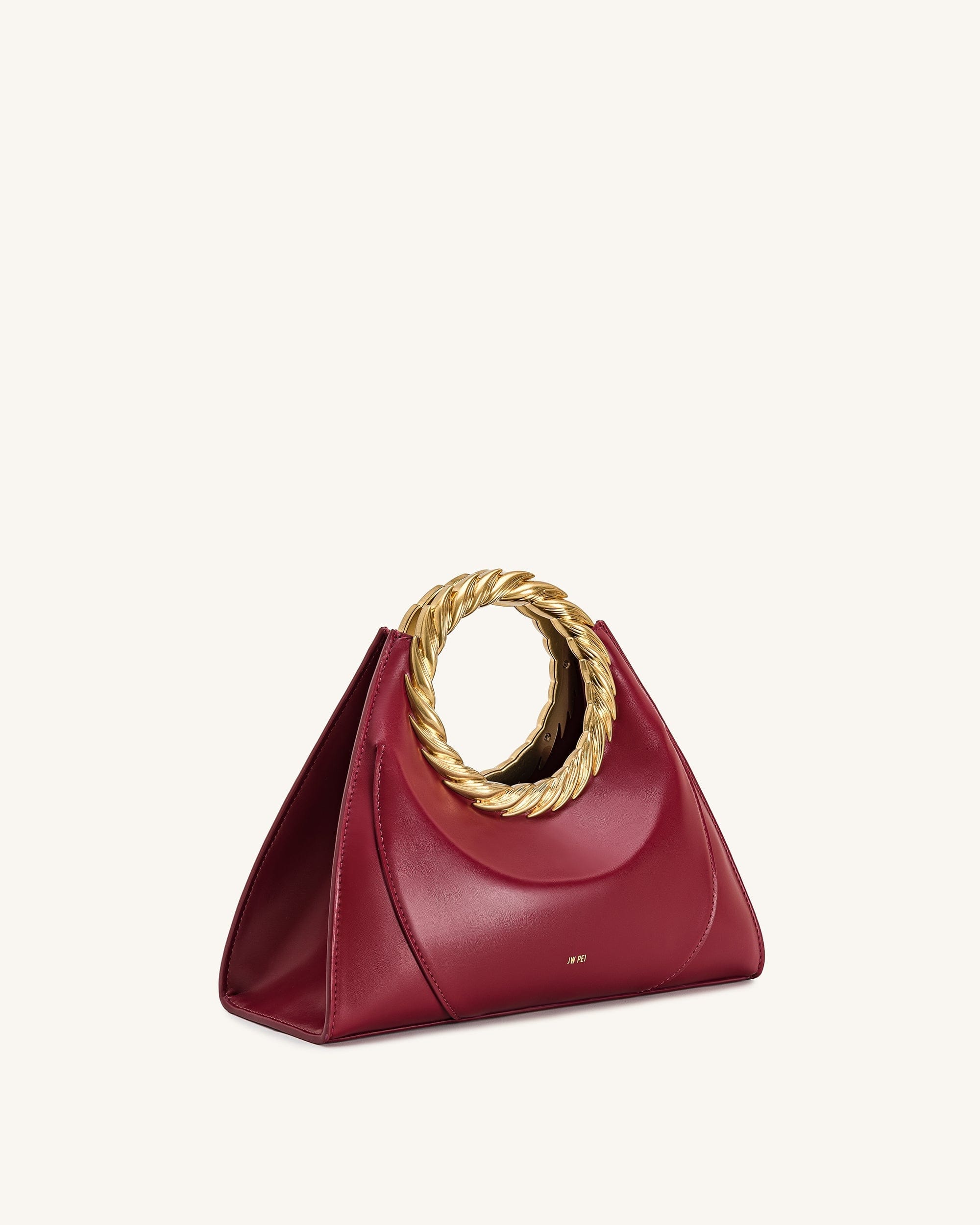 JW PEI Amiya Leaf Handle Sculpture Bag Wine Red