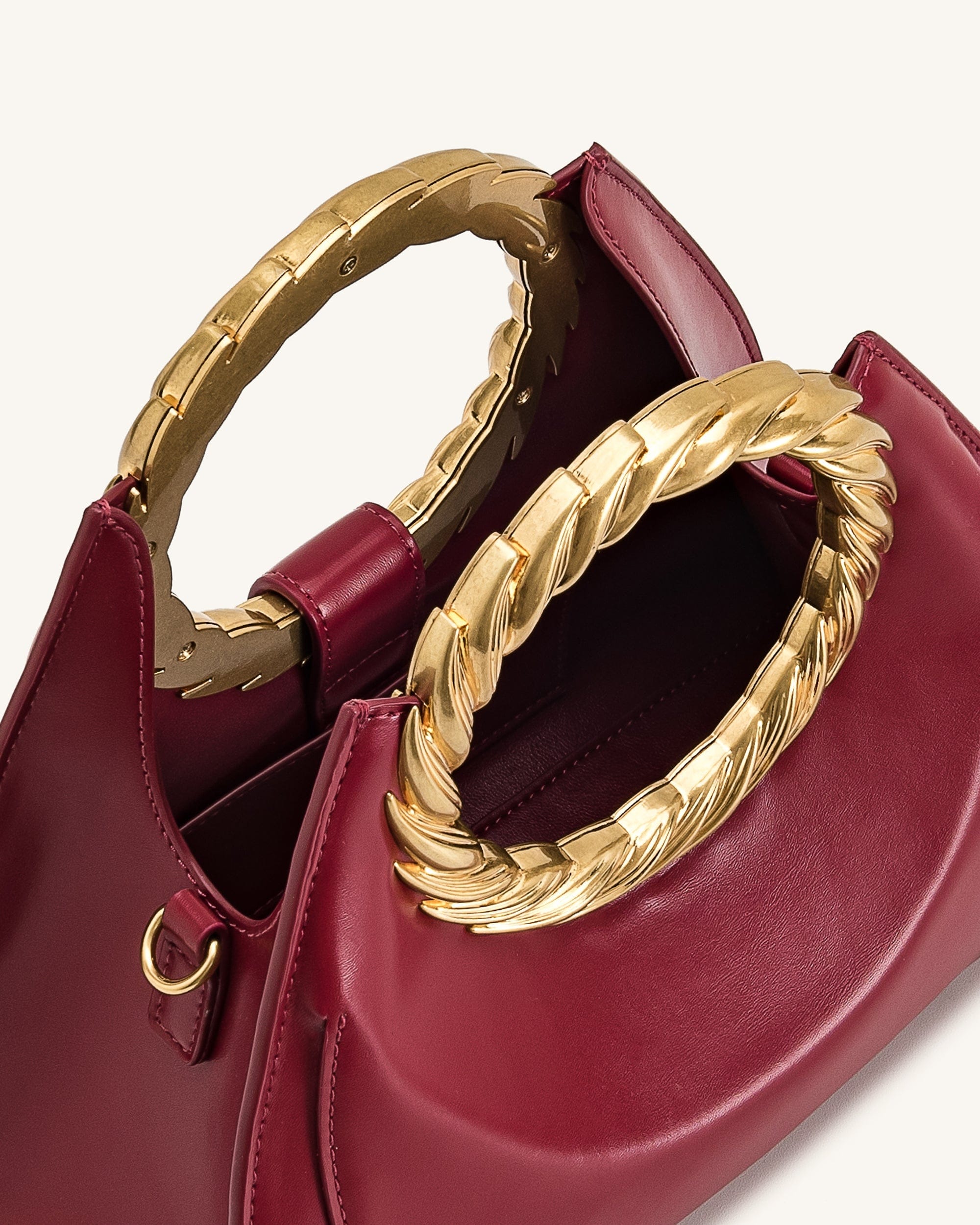 JW PEI Amiya Leaf Handle Sculpture Bag Wine Red
