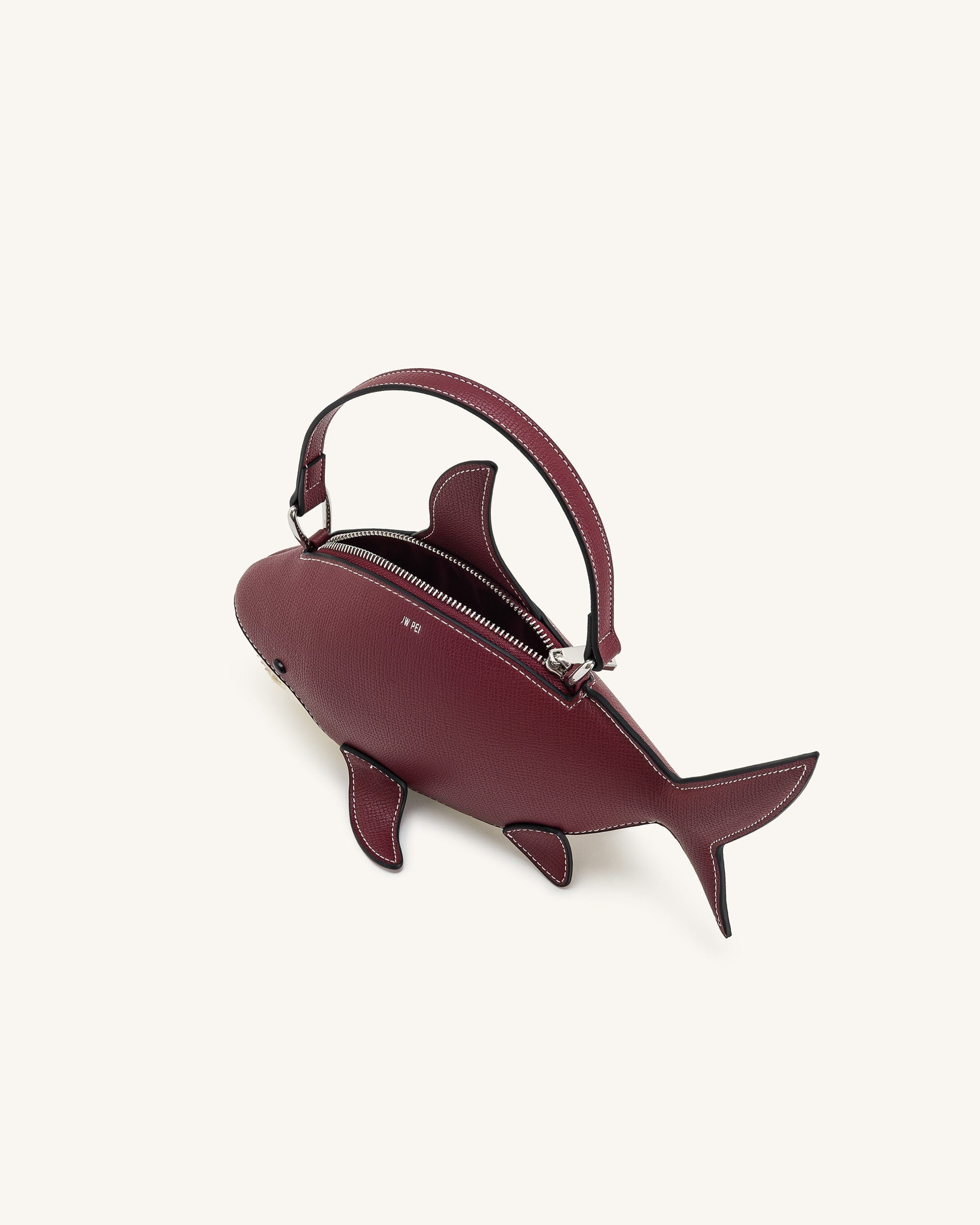JW PEI Nerys Shark Look Top Handle Bag Burgundy