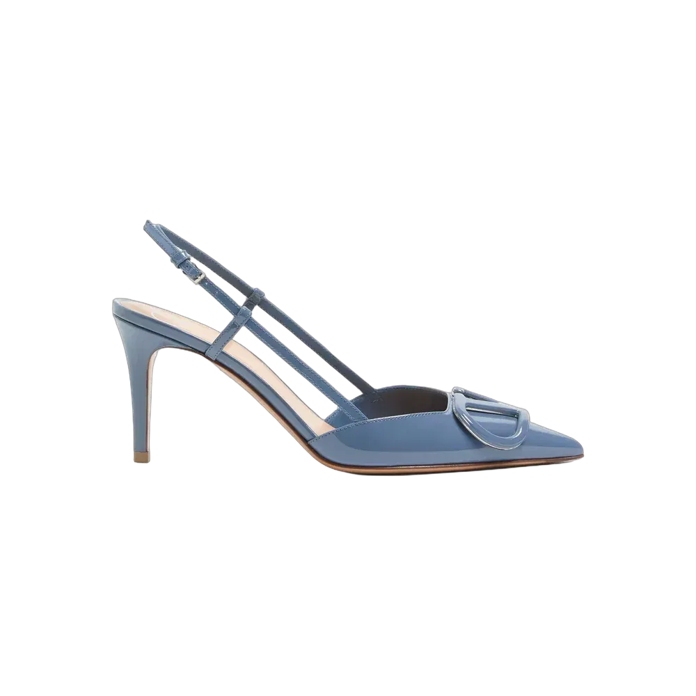 Valentino VLogo Signature Patent Leather Slingback Pump 80mm Azure