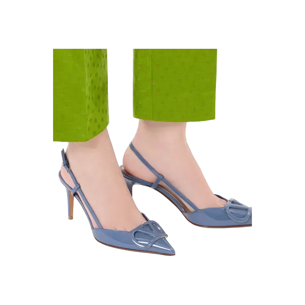 Valentino VLogo Signature Patent Leather Slingback Pump 80mm Azure