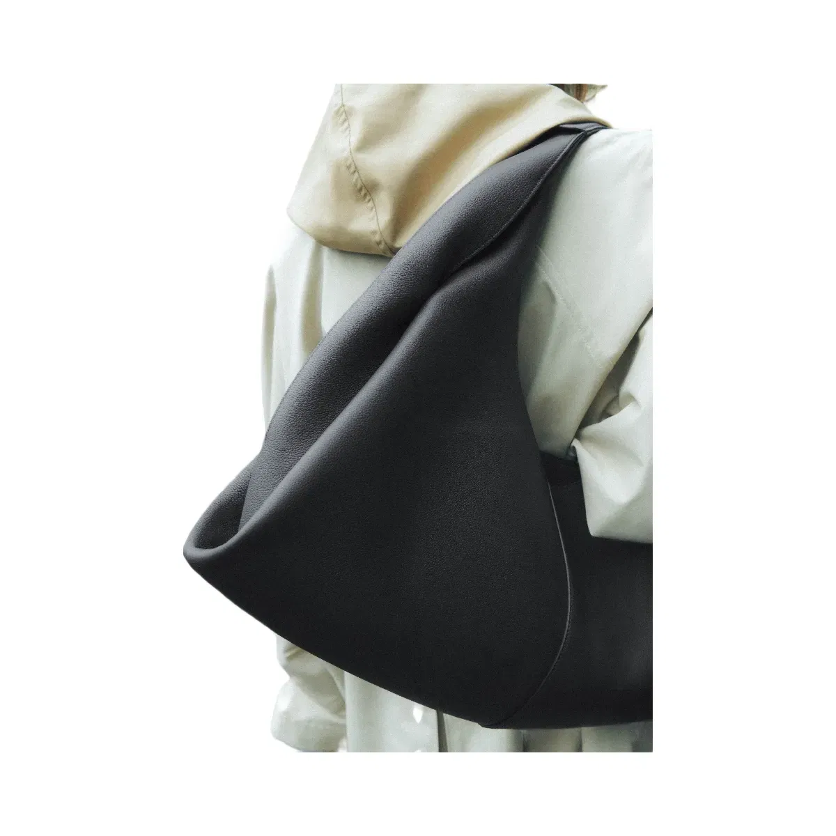 Polène Shuldo Textured Leather Bag Black