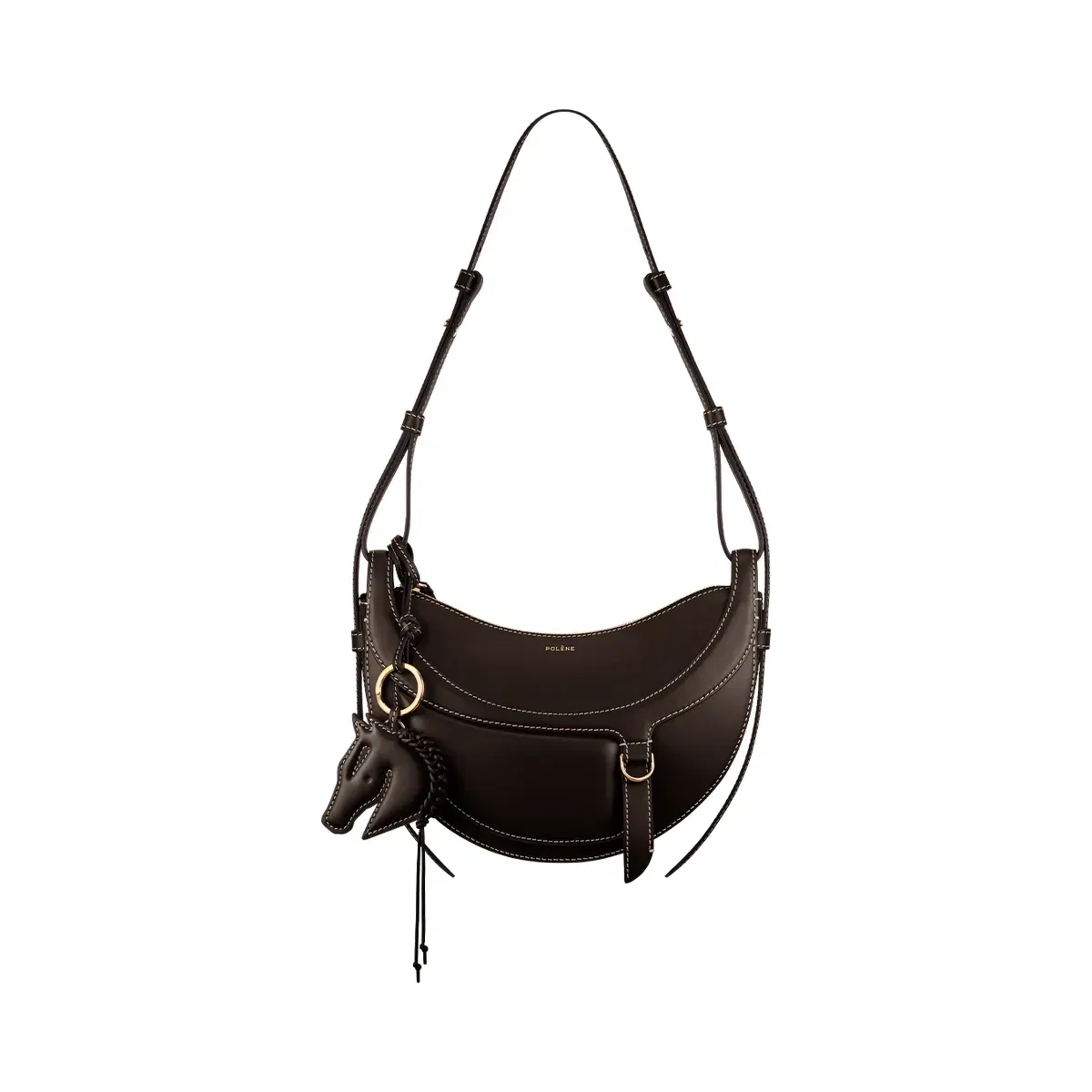 Polène Numéro Dix Galop Leather Bag Ebony