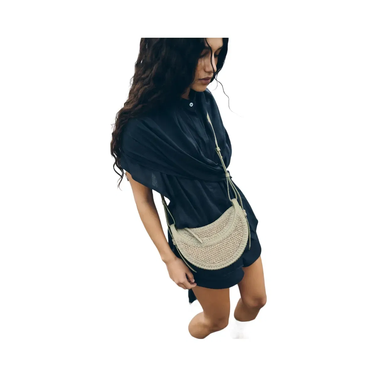 Polène Numéro Dix Raffia Bag Laurel