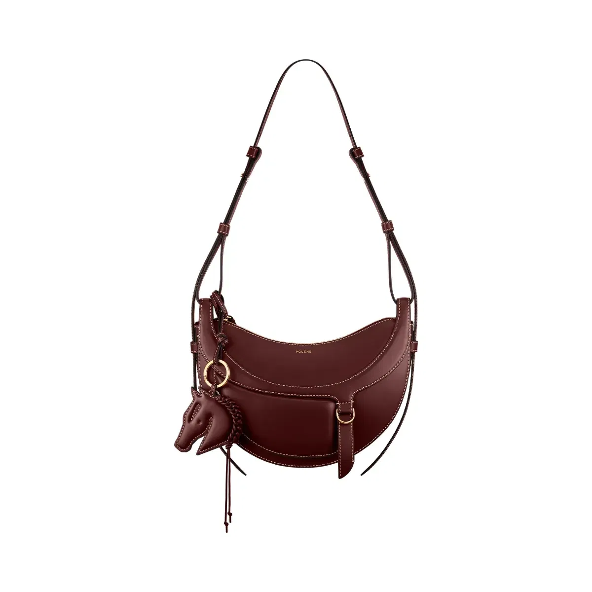 Polène Numéro Dix Galop Leather Bag Black Cherry
