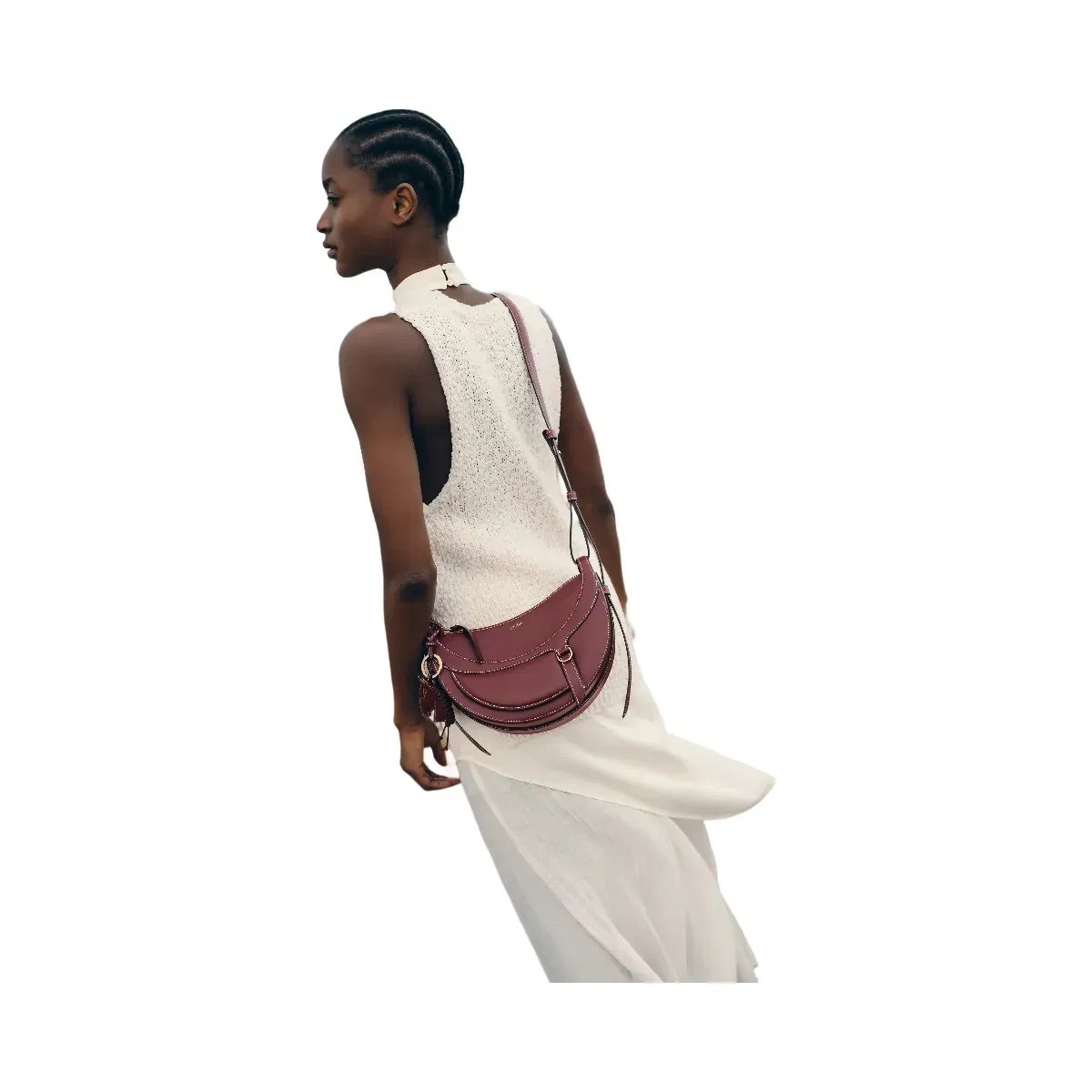 Polène Numéro Dix Galop Leather Bag Black Cherry