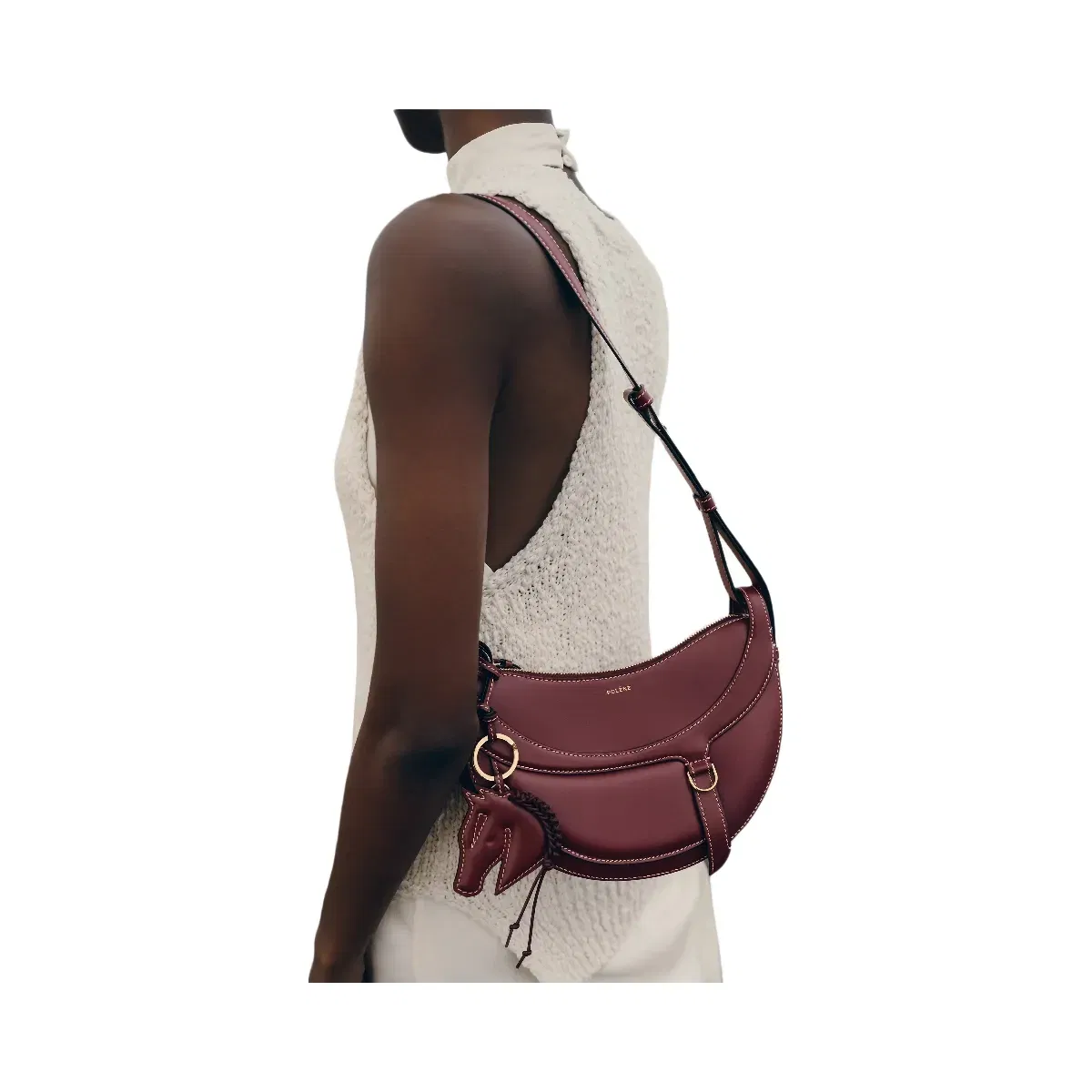 Polène Numéro Dix Galop Leather Bag Black Cherry