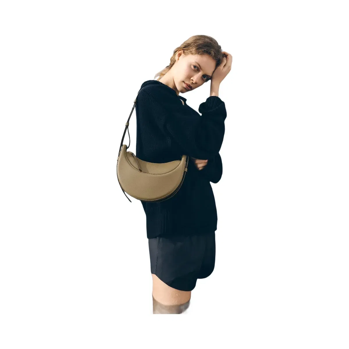 Polène Numéro Dix Textured Leather Bag Smoky Olive