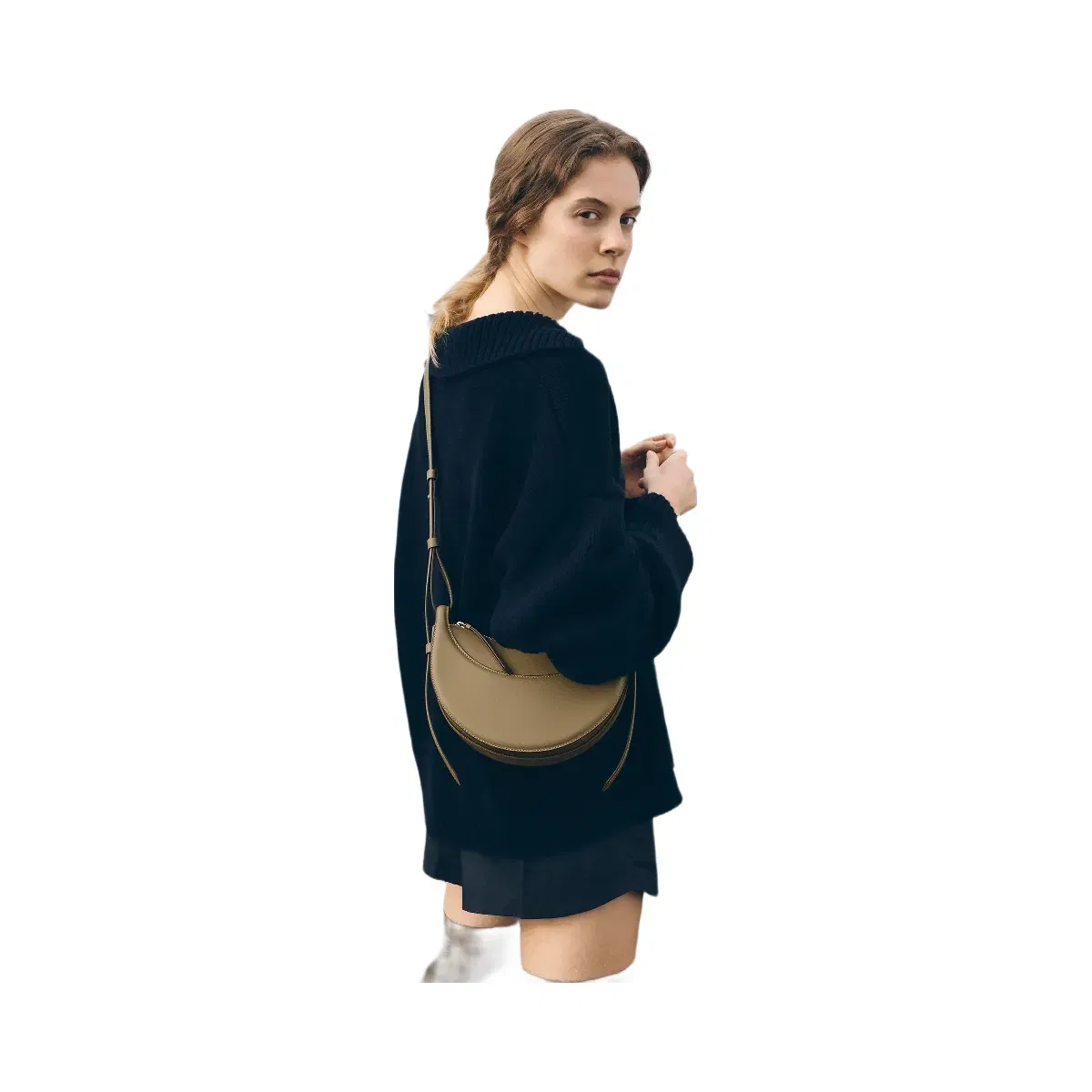 Polène Numéro Dix Textured Leather Bag Smoky Olive