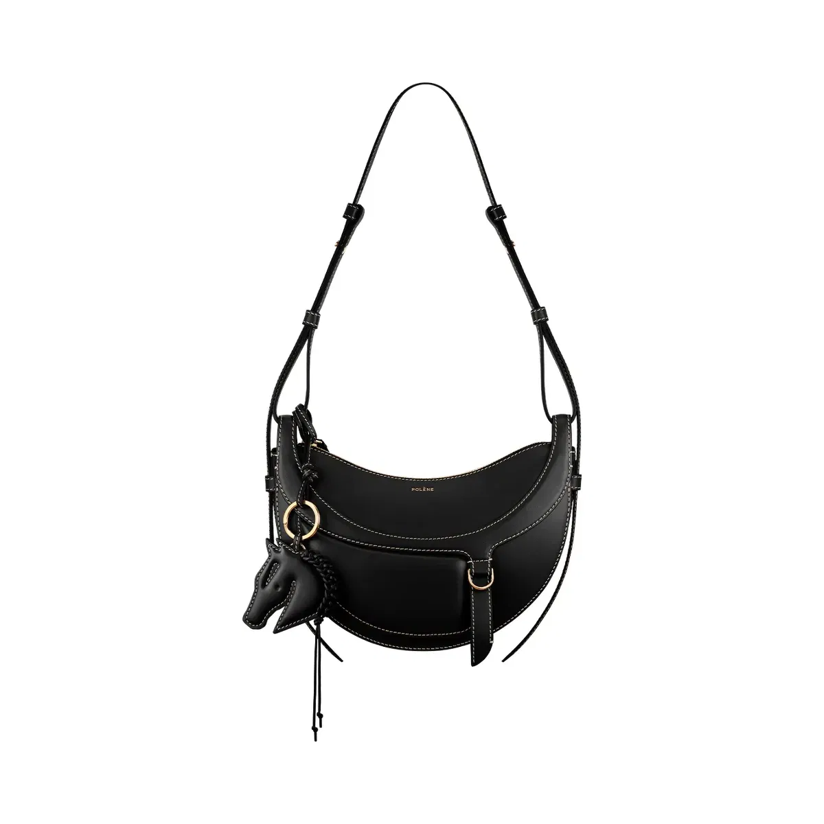 Polène Numéro Dix Galop Leather Bag Black
