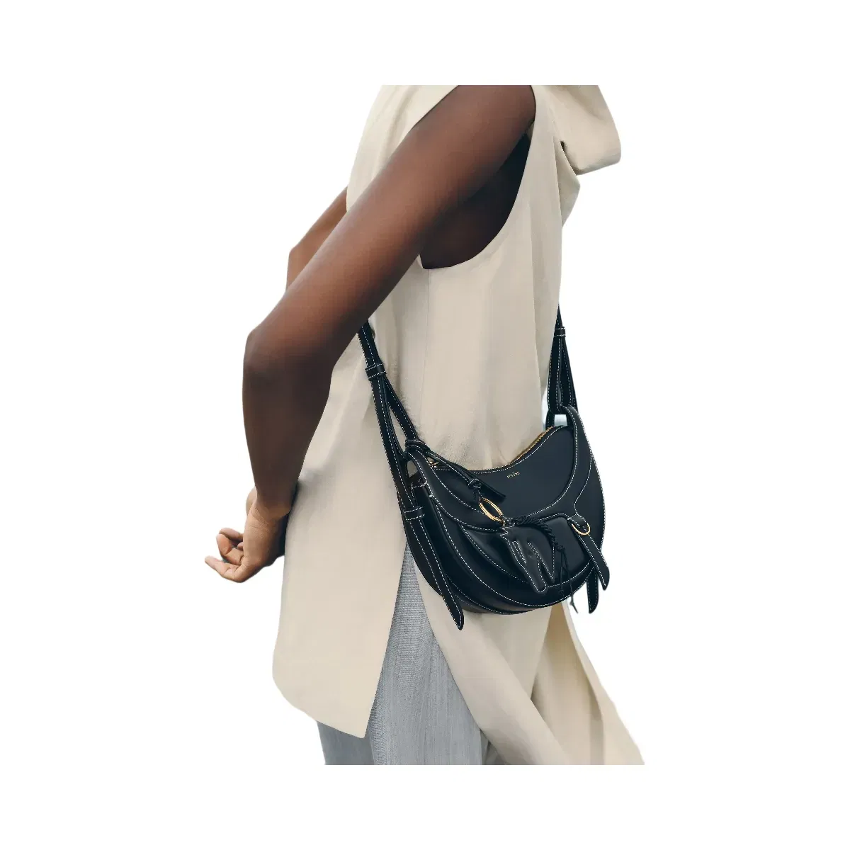 Polène Numéro Dix Galop Leather Bag Black
