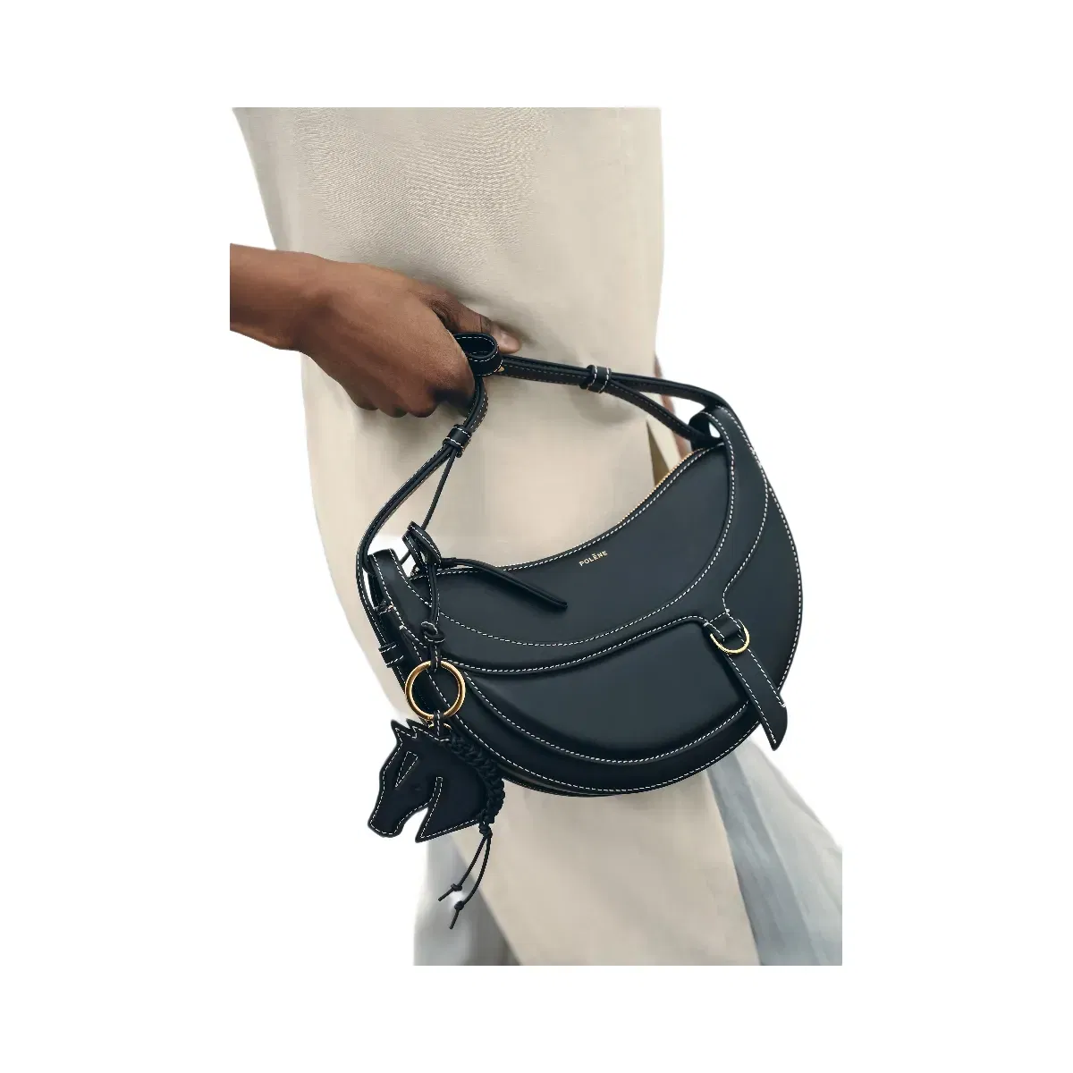 Polène Numéro Dix Galop Leather Bag Black