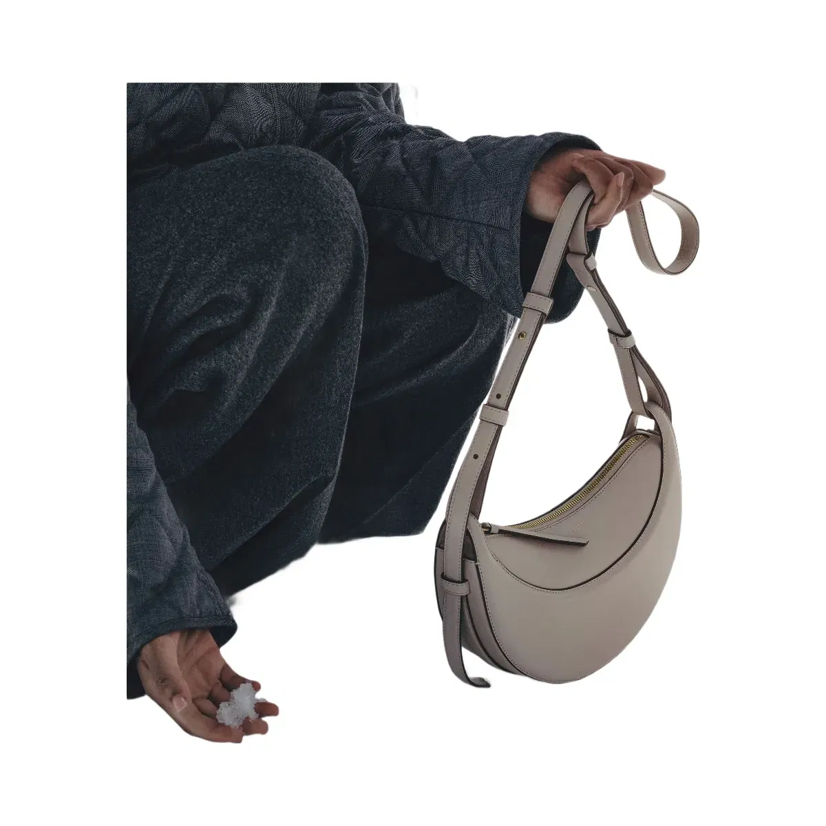 Polène Numéro Dix Smooth Leather Bag Mist