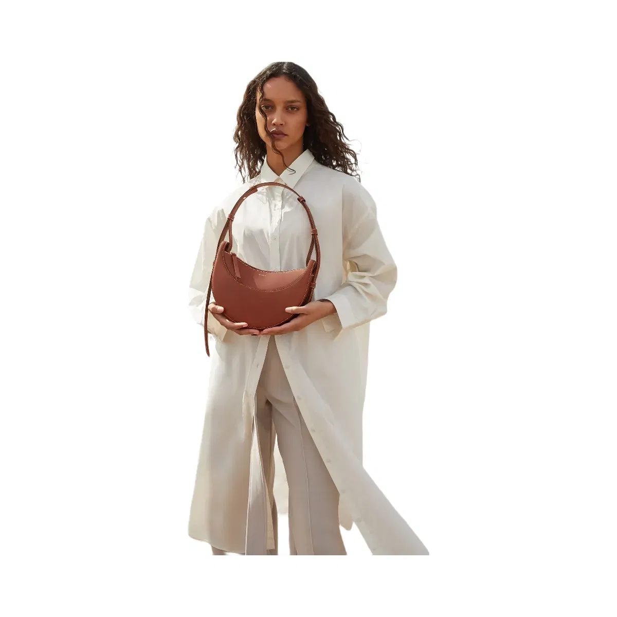Polène Numéro Dix Smooth Leather Bag Cognac