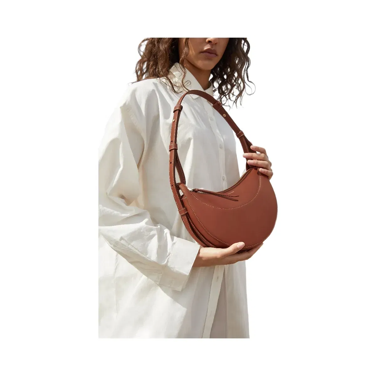Polène Numéro Dix Smooth Leather Bag Cognac