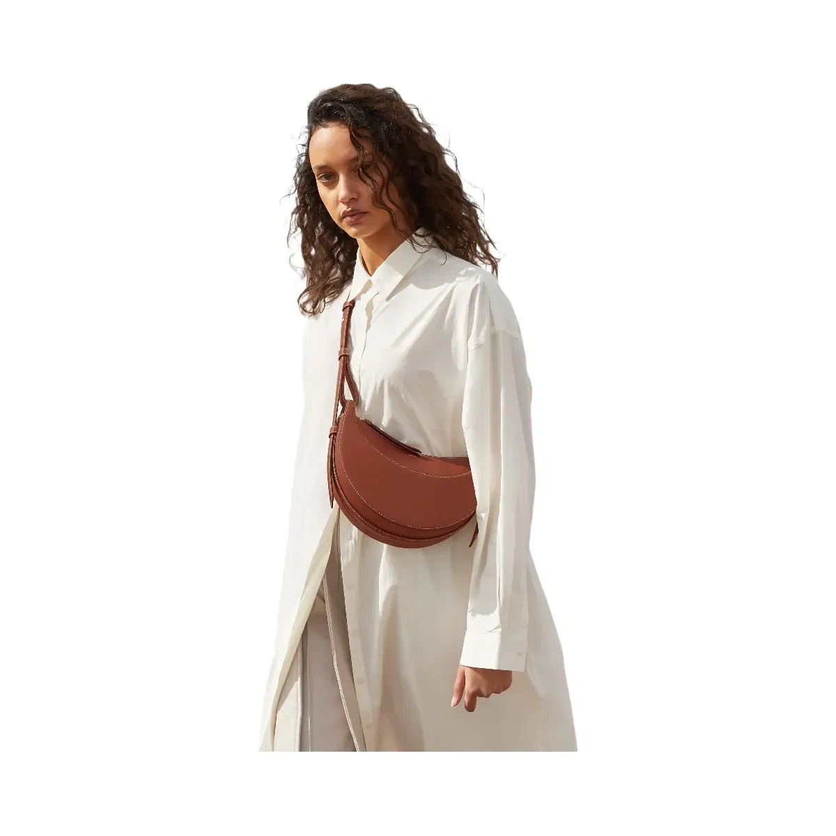 Polène Numéro Dix Smooth Leather Bag Cognac