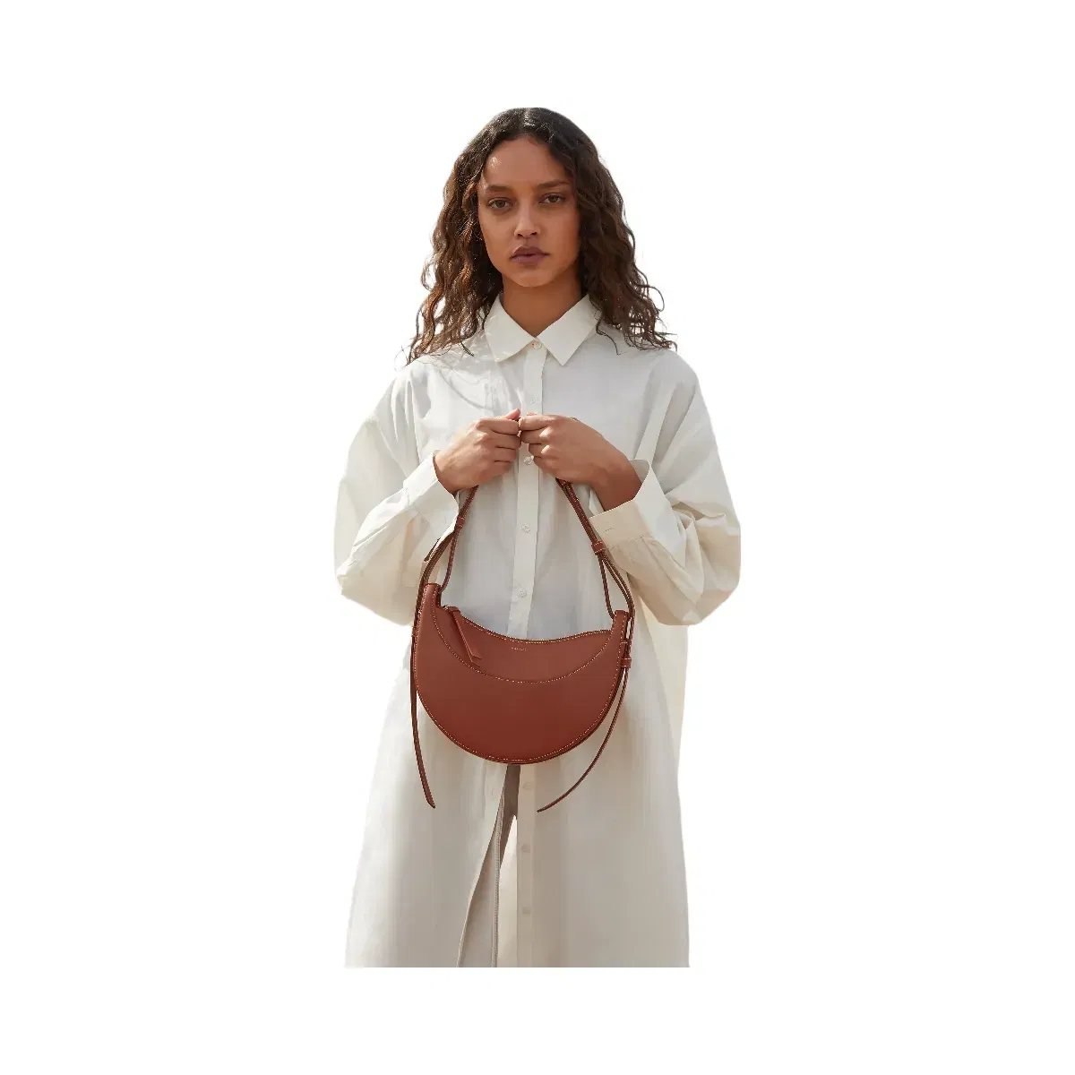 Polène Numéro Dix Smooth Leather Bag Cognac