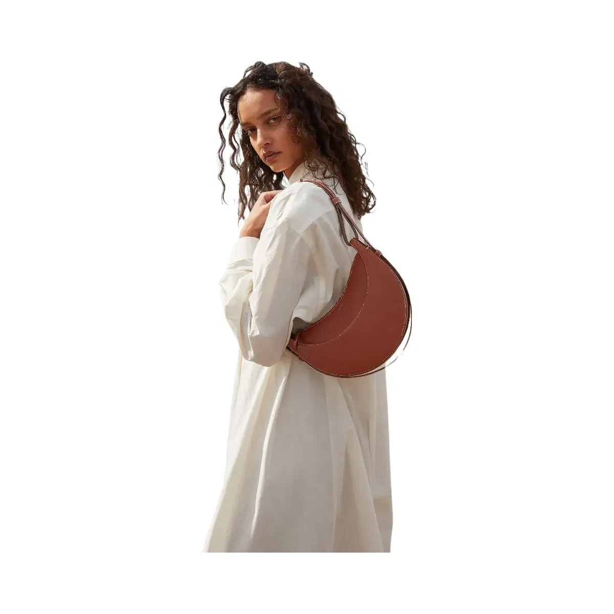 Polène Numéro Dix Smooth Leather Bag Cognac