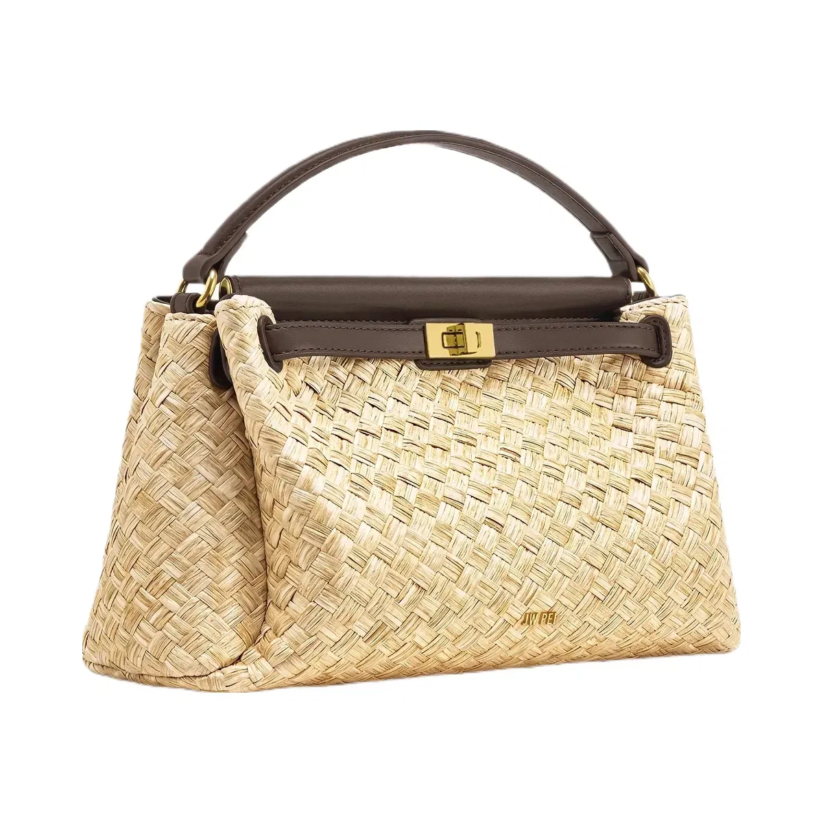JW PEI Carmen Faux Straw Top Handle Bag Brown