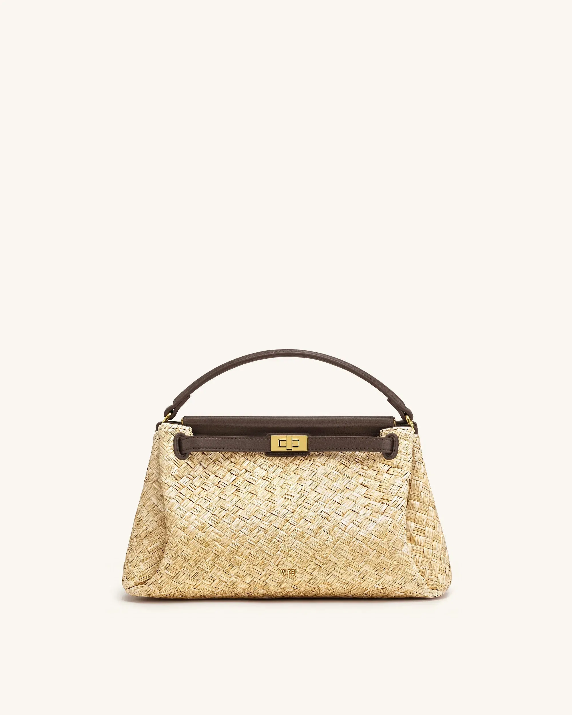 JW PEI Carmen Faux Straw Top Handle Bag Brown