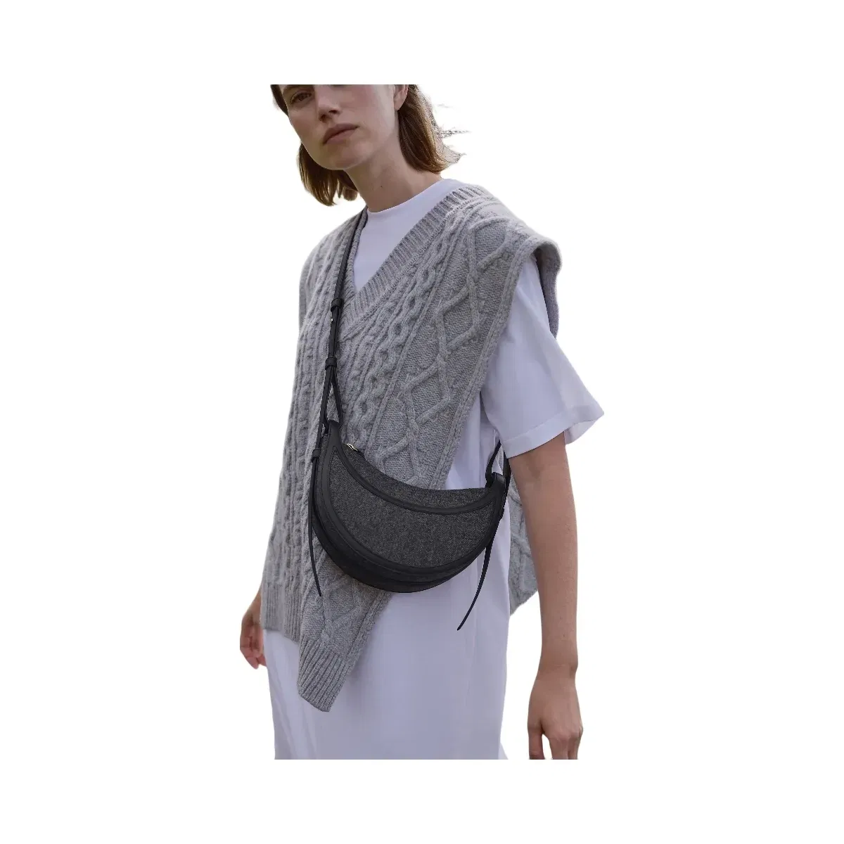 Polène Numéro Dix Duo Canvas Leather Bag Black