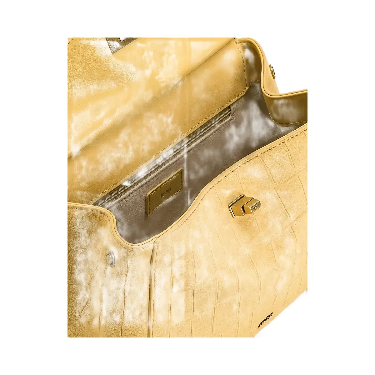 JW PEI Lucia Classic Croc Embossed Faux Suede Top Handle Bag Yellow