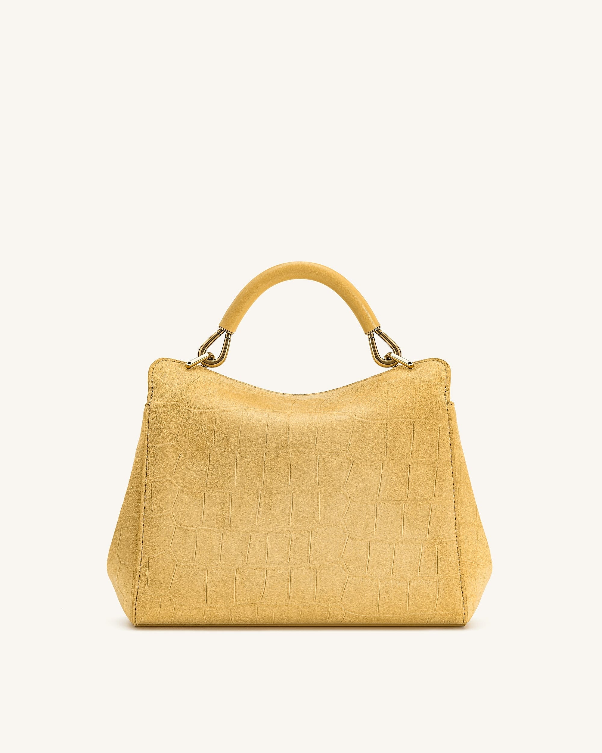 JW PEI Lucia Classic Croc Embossed Faux Suede Top Handle Bag Yellow
