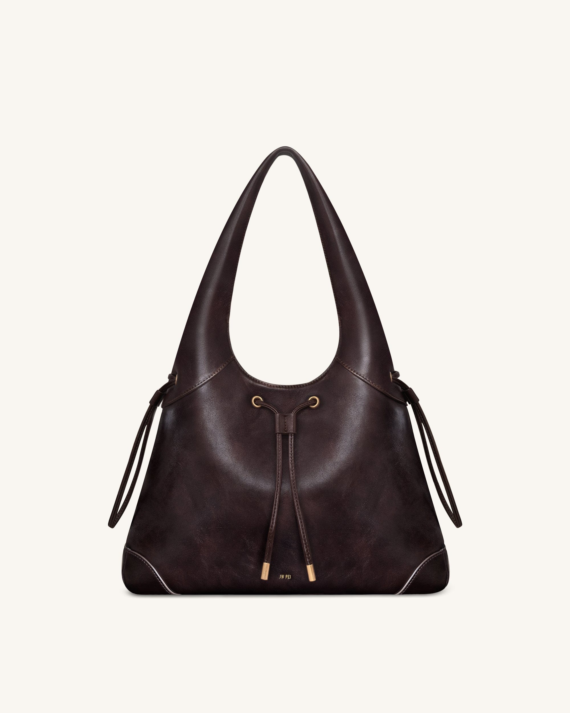JW PEI Celandra Drawstring Hobo Bag Dark Brown