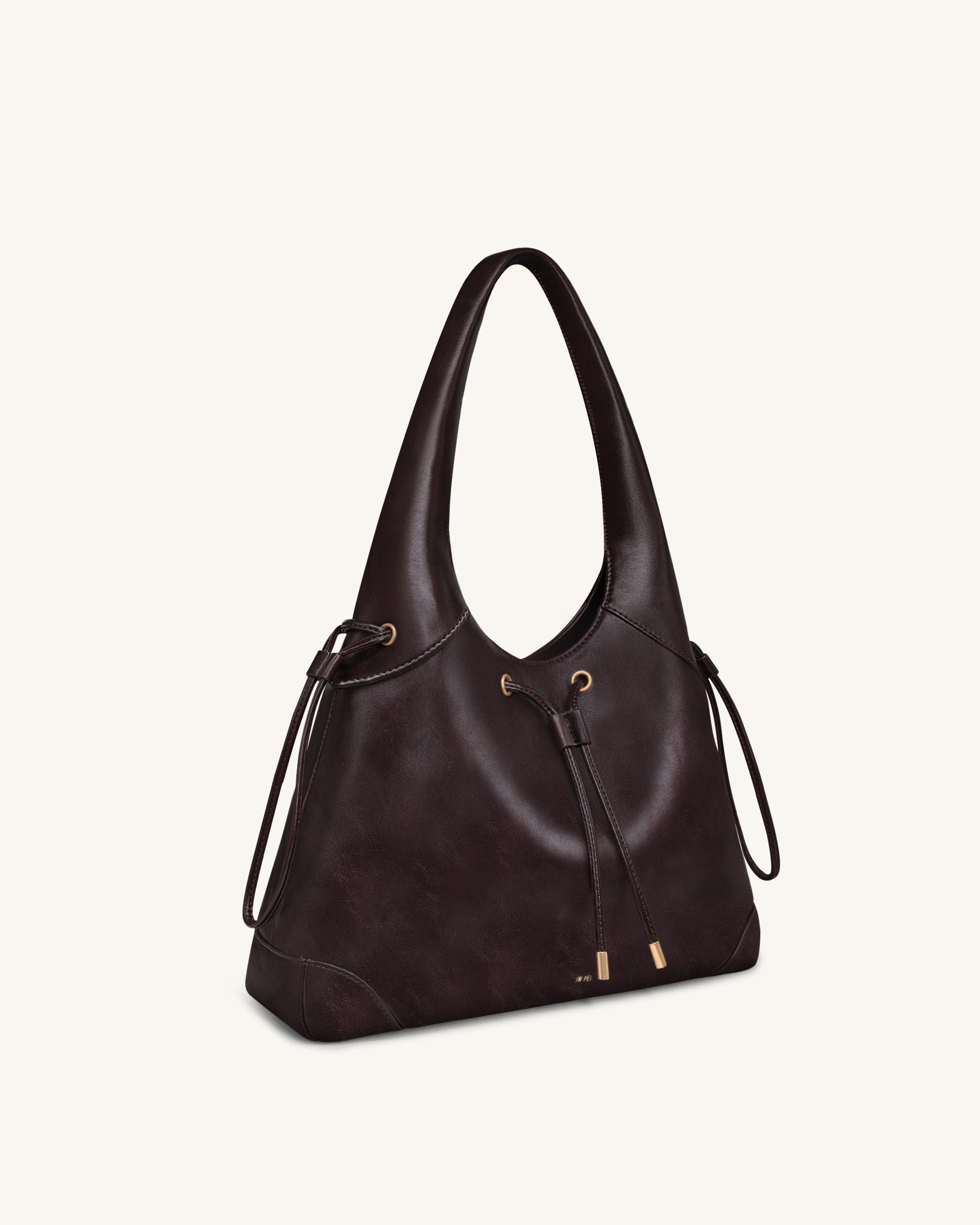 JW PEI Celandra Drawstring Hobo Bag Dark Brown