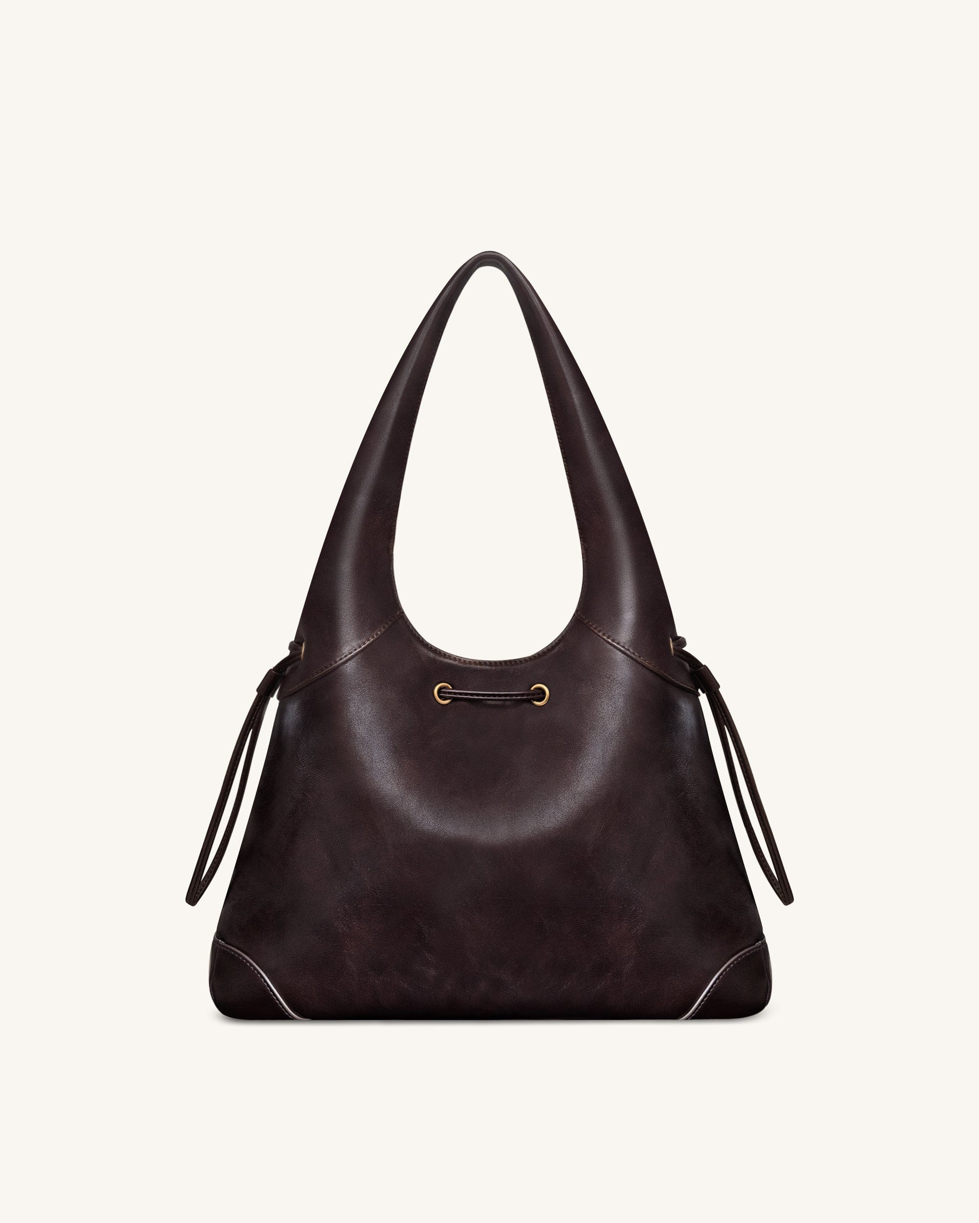 JW PEI Celandra Drawstring Hobo Bag Dark Brown