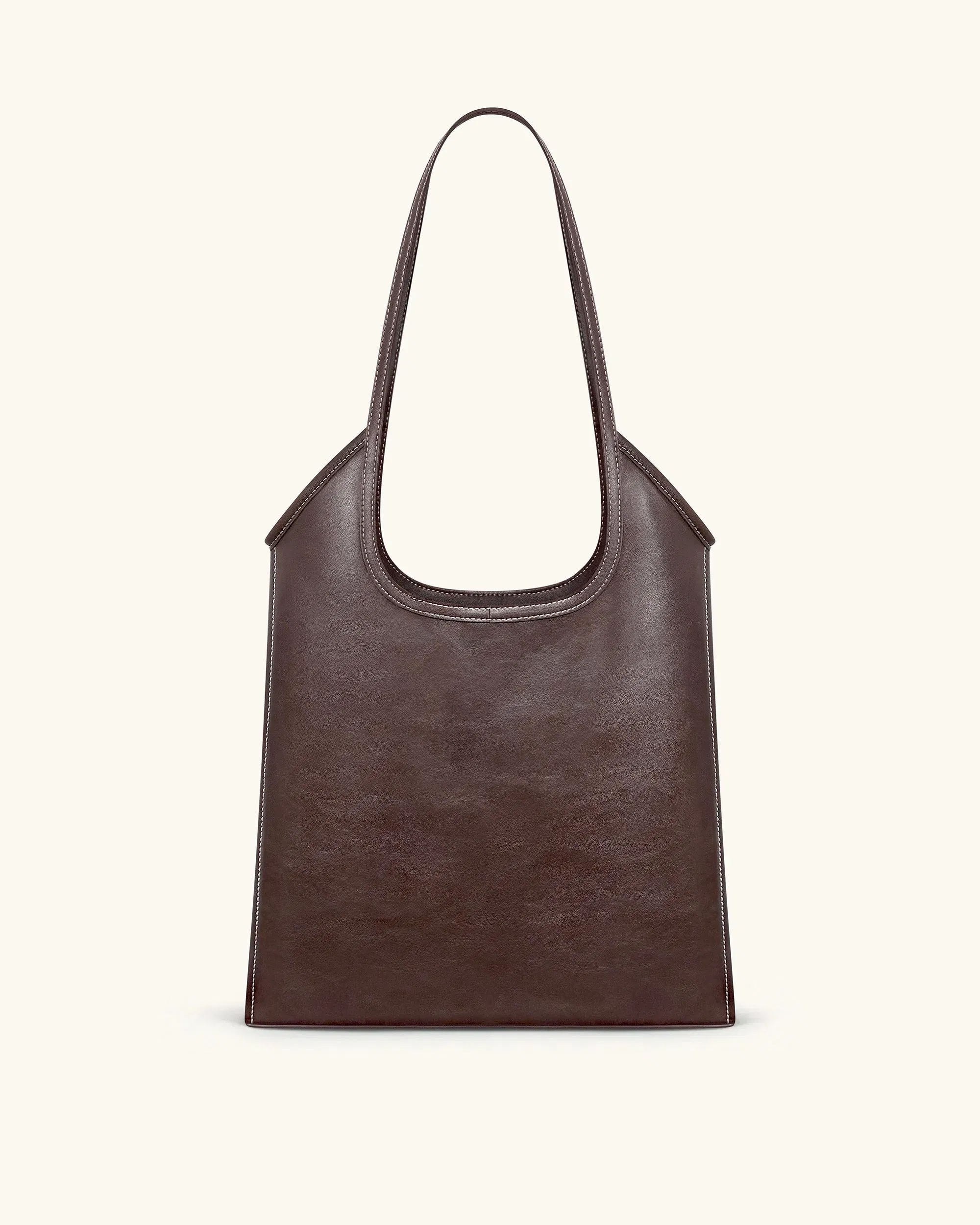 JW PEI Brooke Belted Embellished Shoulder Tote Bag Dark Brown
