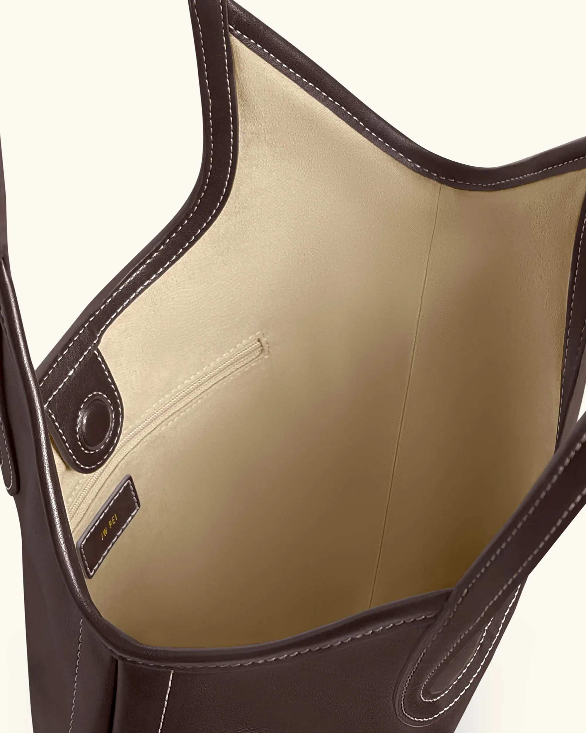 JW PEI Brooke Belted Embellished Shoulder Tote Bag Dark Brown