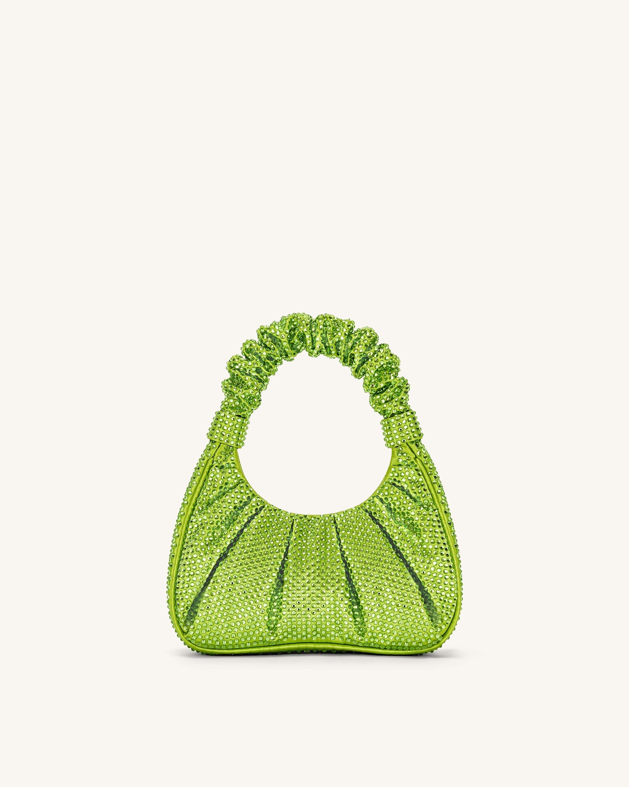 JW PEI Gabbi Artificial Crystal Medium Ruched Hobo Handbag Green