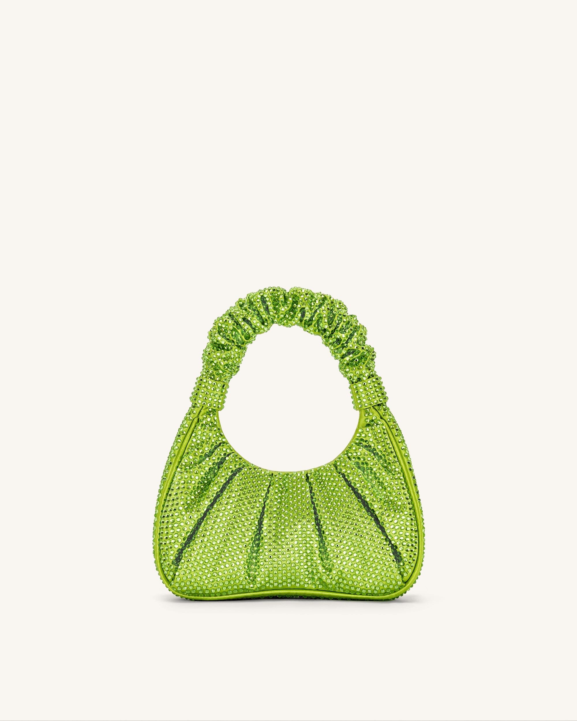 JW PEI Gabbi Artificial Crystal Medium Ruched Hobo Handbag Green
