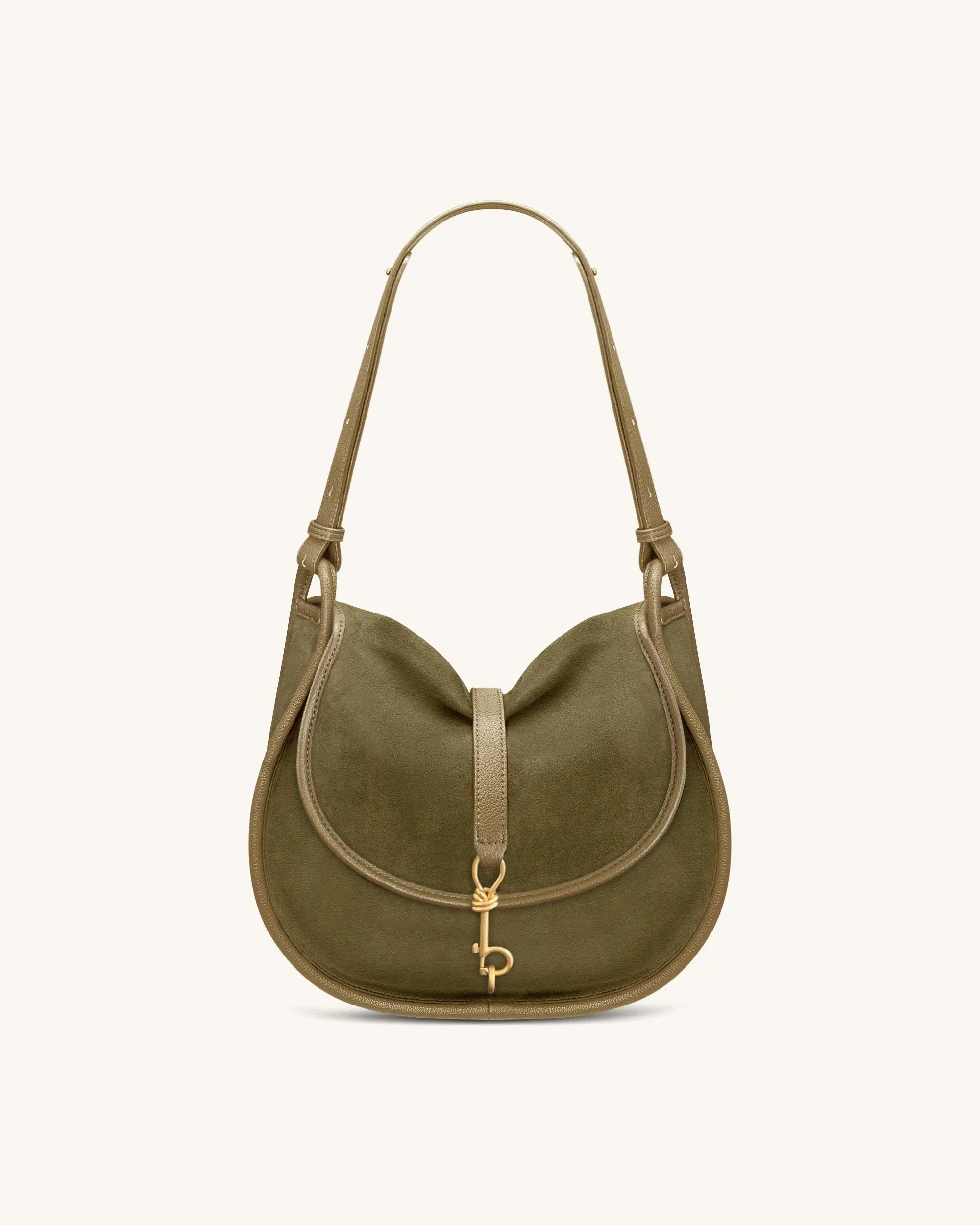 JW PEI Arla Small Faux Suede Hobo Bag Olive Green