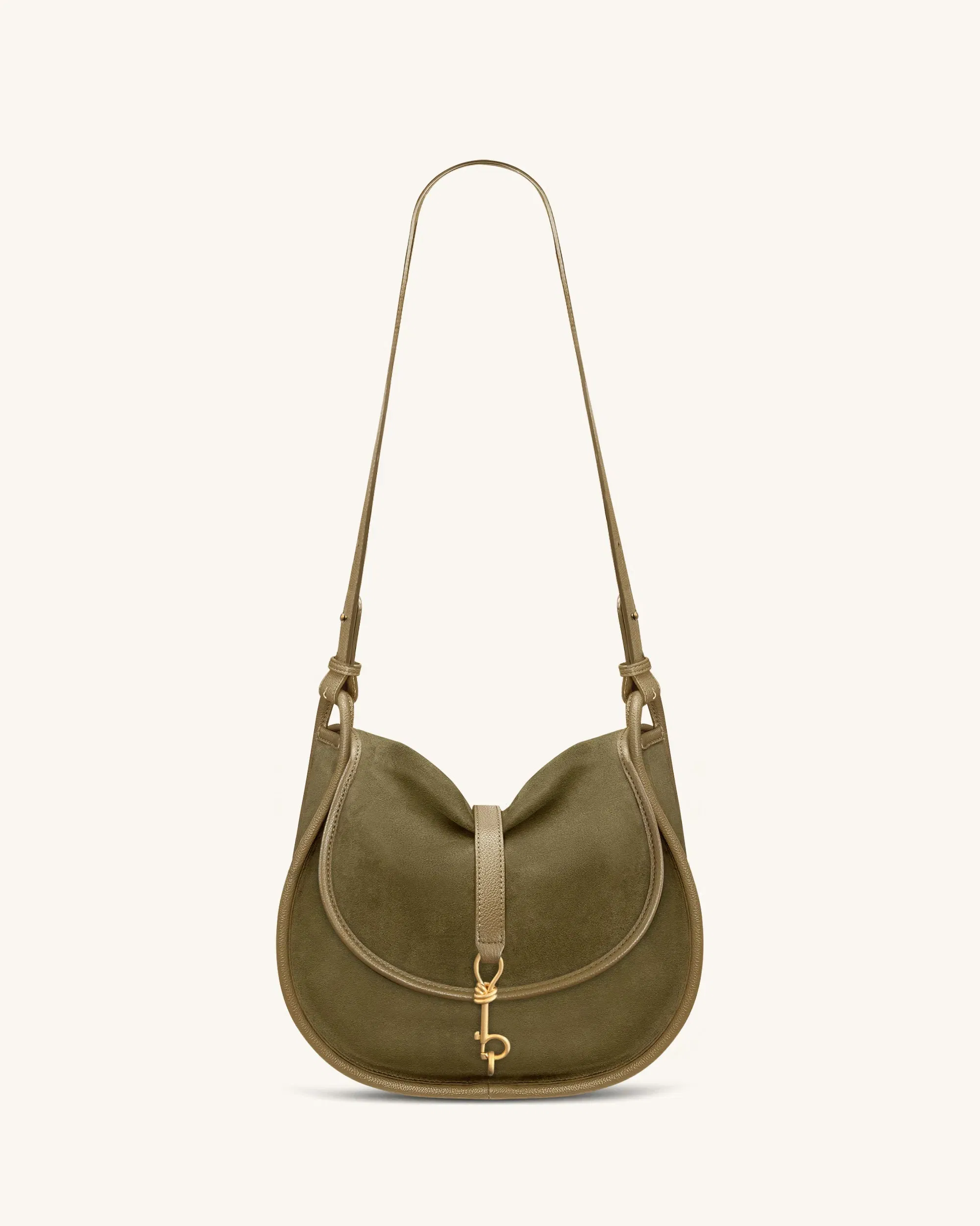 JW PEI Arla Small Faux Suede Hobo Bag Olive Green
