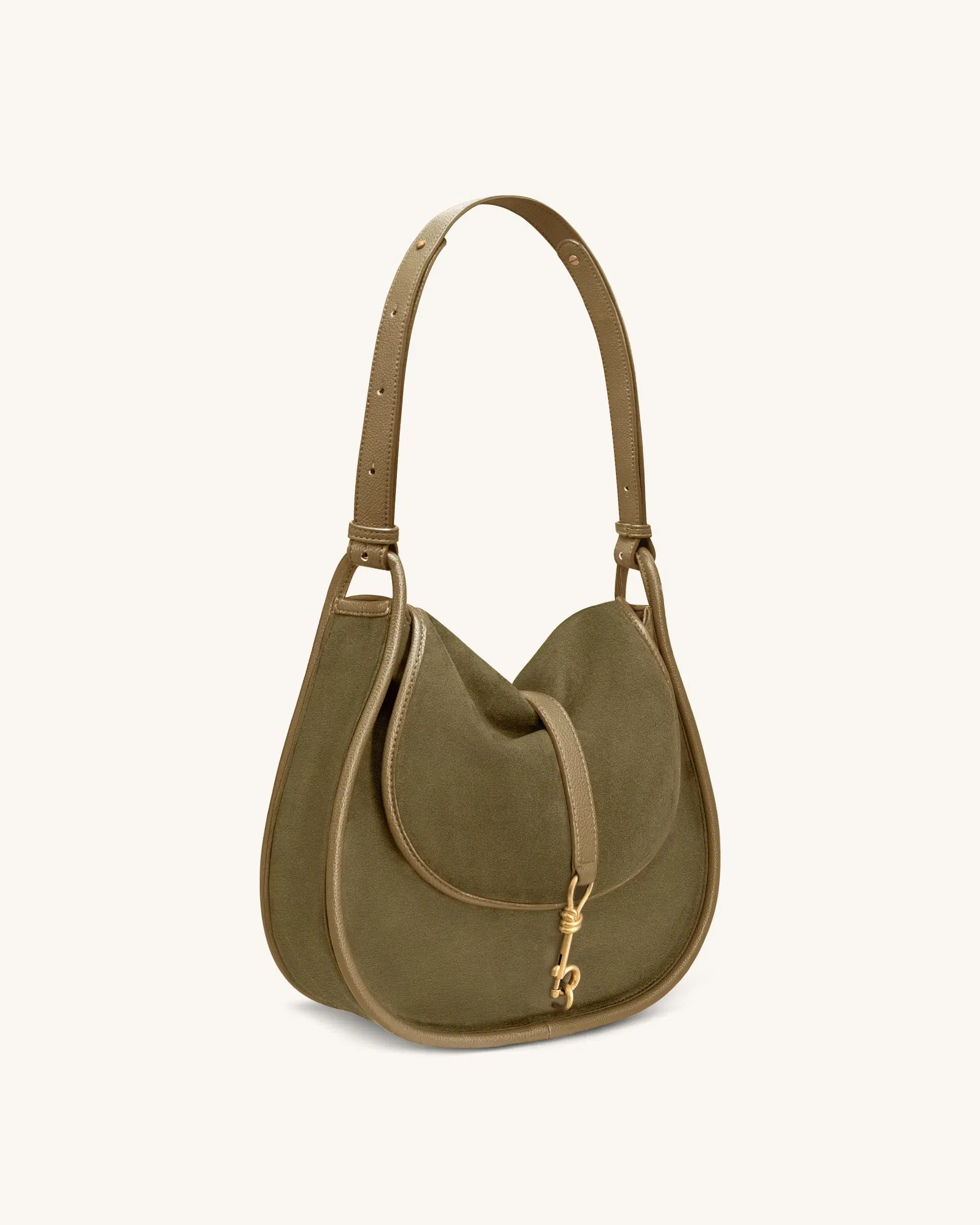 JW PEI Arla Small Faux Suede Hobo Bag Olive Green