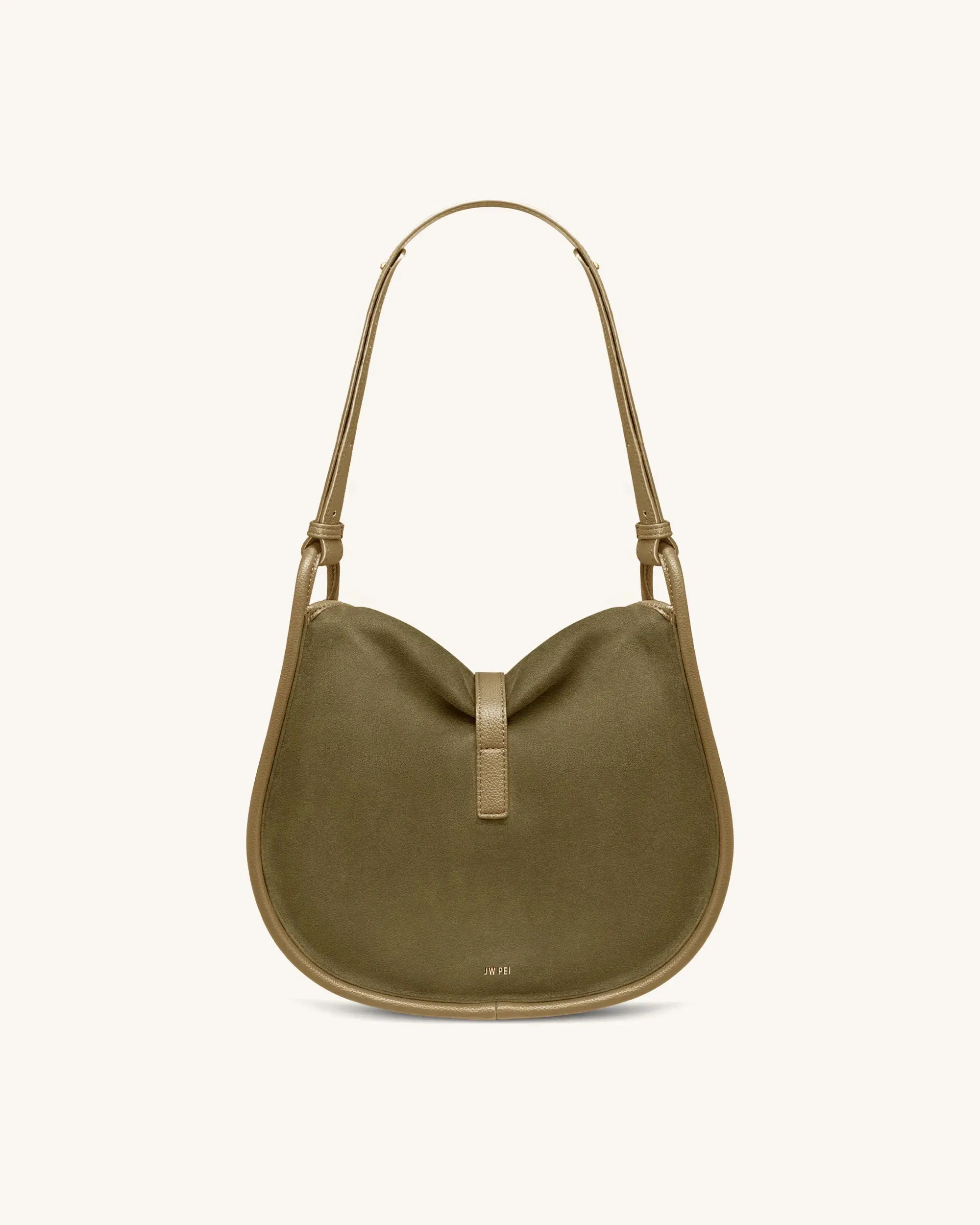JW PEI Arla Small Faux Suede Hobo Bag Olive Green