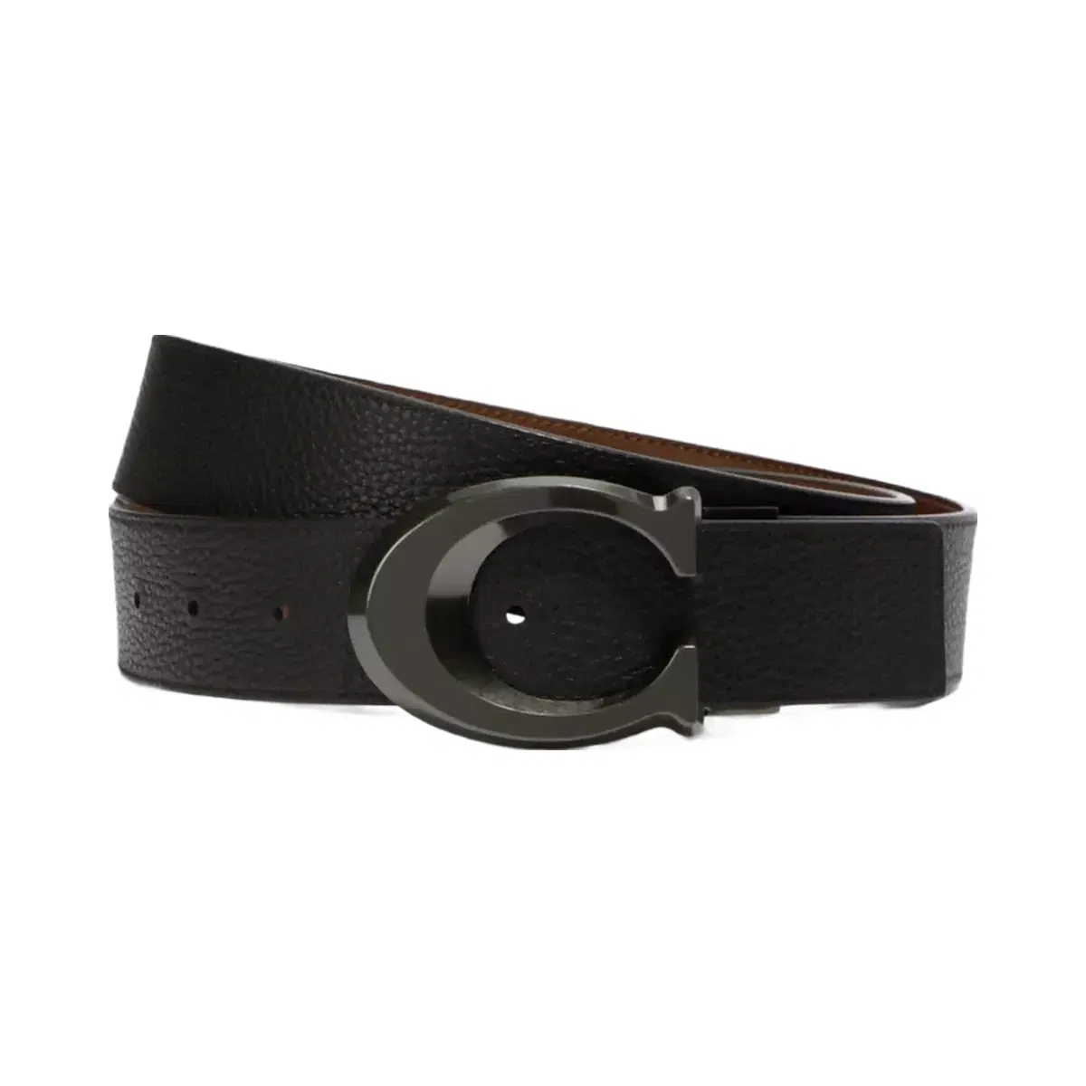 Coach Black Signature Textured Leather Cut To Size Belt