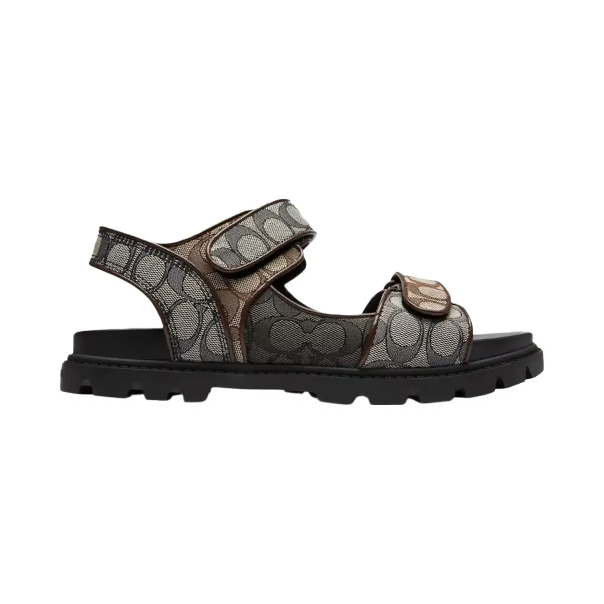 Coach Double Strap Sandal In Signature Jacquard in Deep Blue Multi