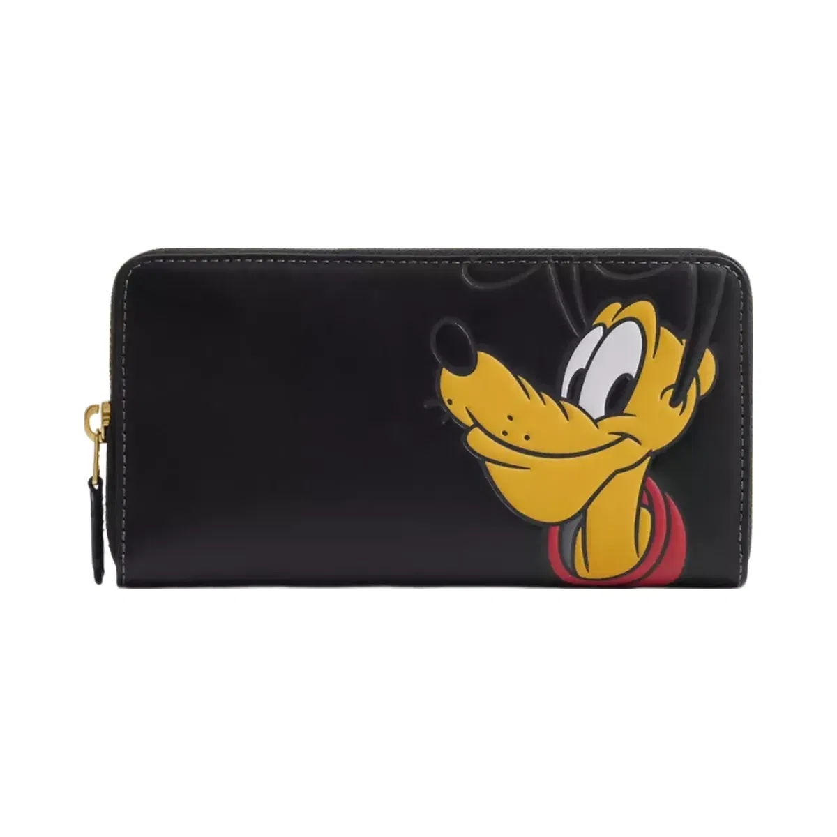 Coach Disney X Coach Essential Accordion Zip Wallet With Pluto in Brass Black Multi