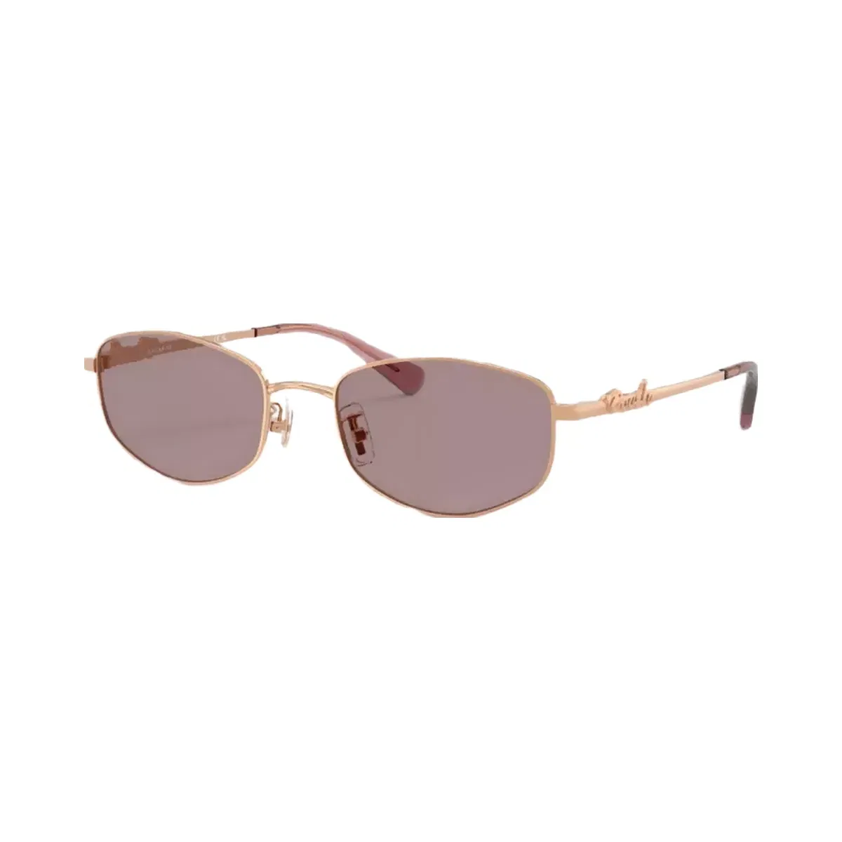 Coach Coach Script Metal Narrow Rectangle Sunglasses in Rose Gold