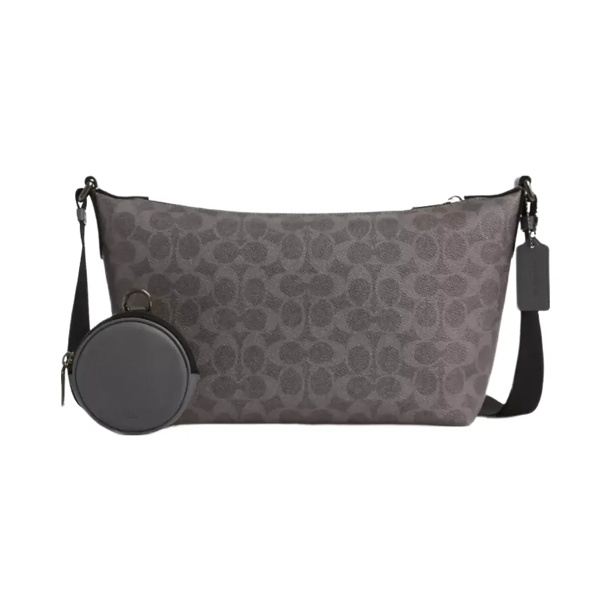 Coach Small Finn Crossbody Bag With Pouch In Signature Canvas in Gunmetal Grey Charcoal