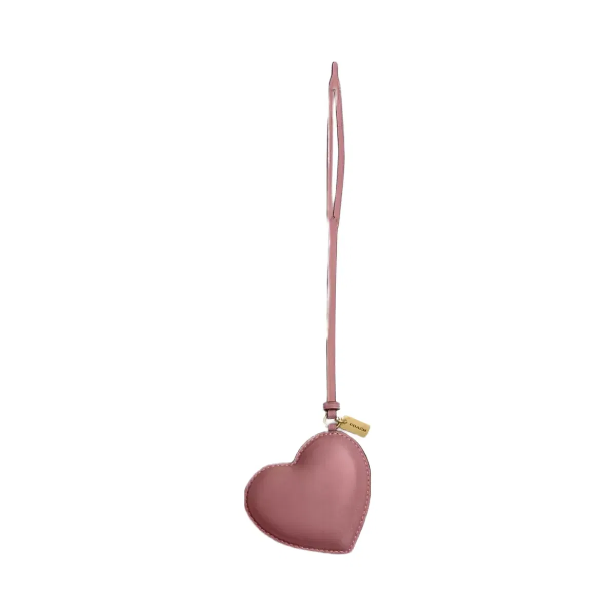 Coach Heart Puffy Bag Charm in Brass Peony