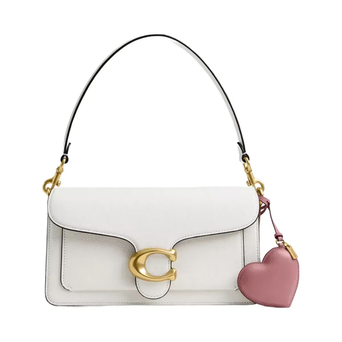 Coach Heart Puffy Bag Charm in Brass Peony